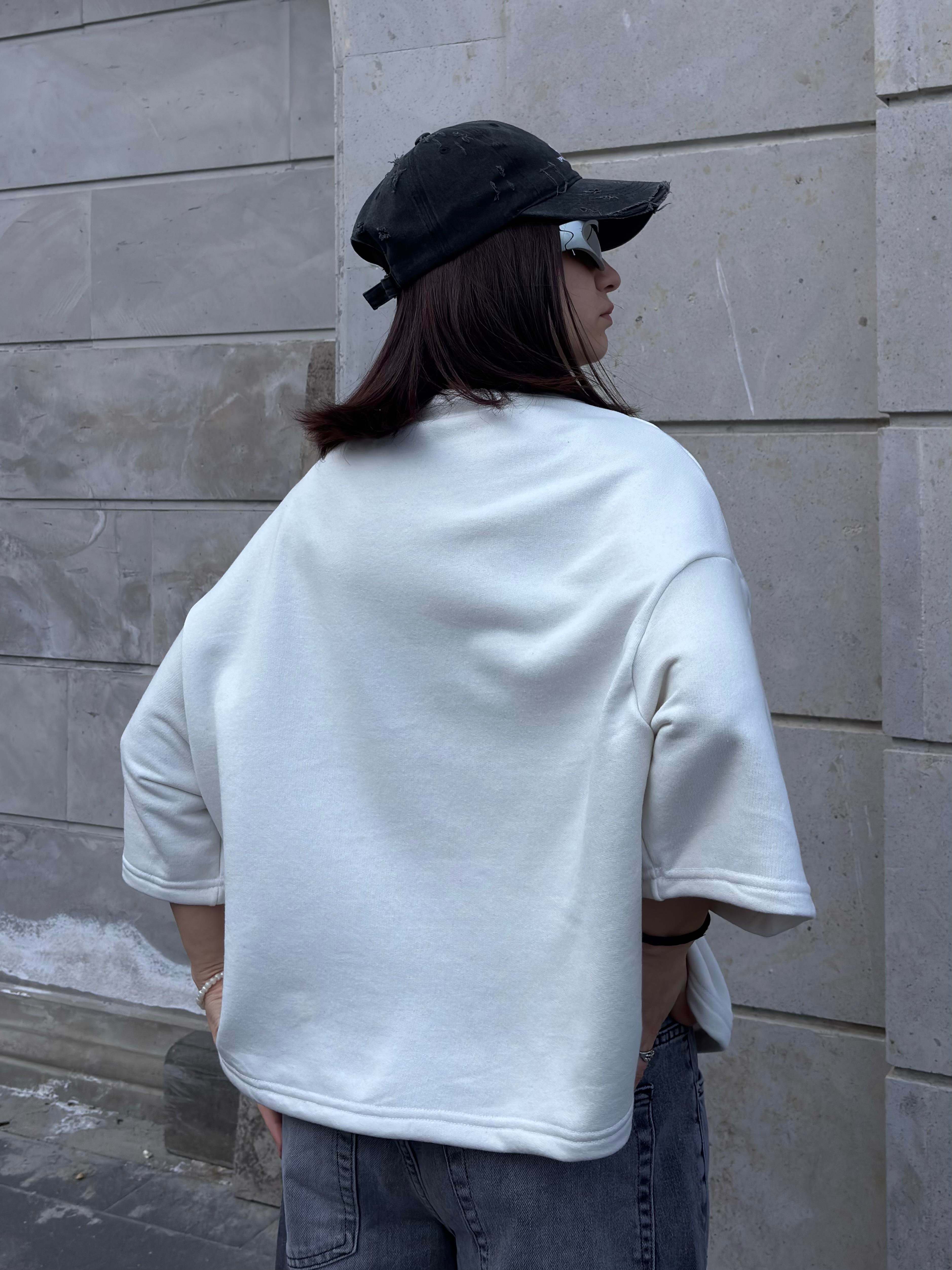 MW Premium Special Structure Oversized Cream T-shirt