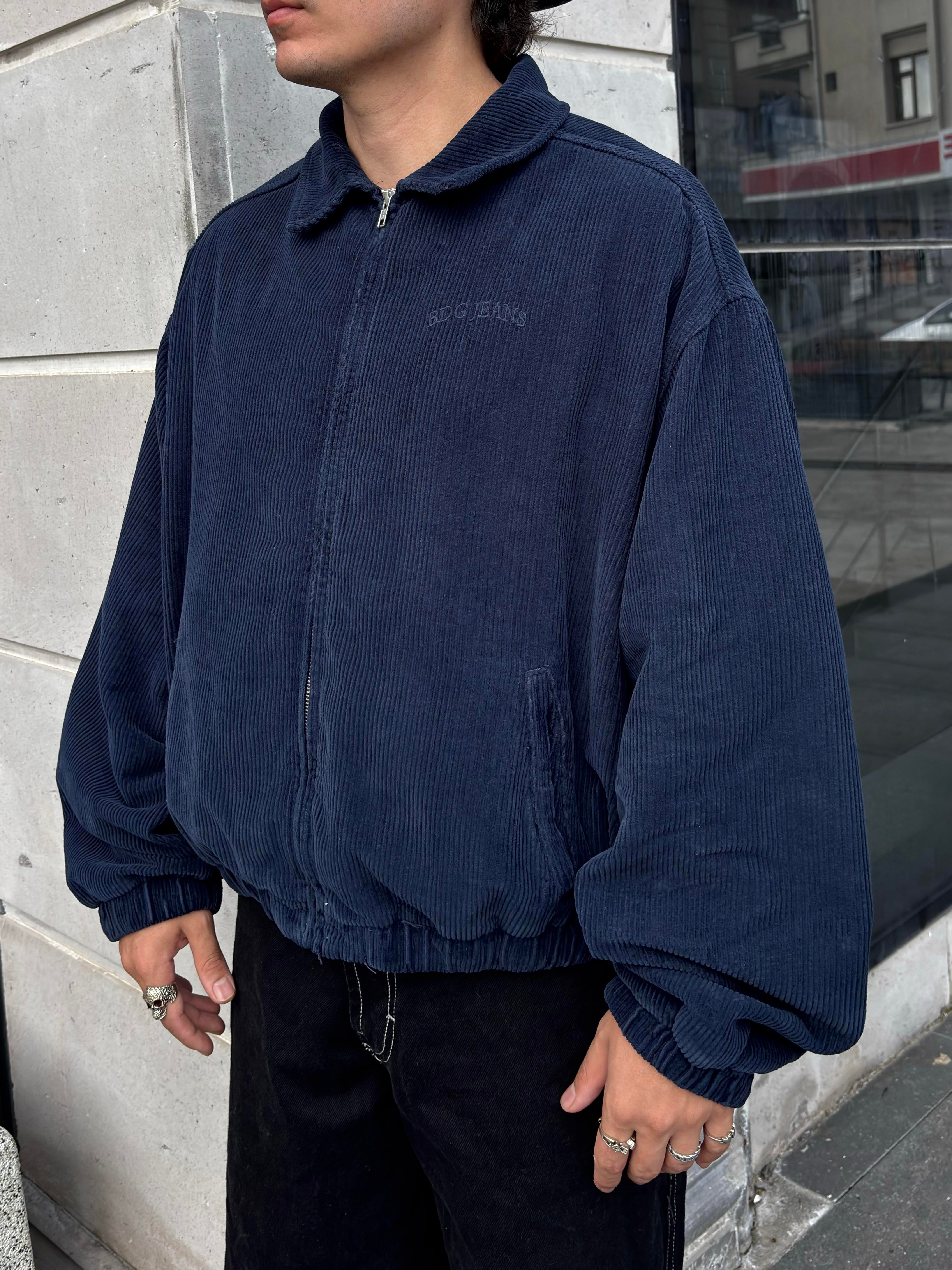 Navy Tone Harrington Kadife Boxy Fit Jacket