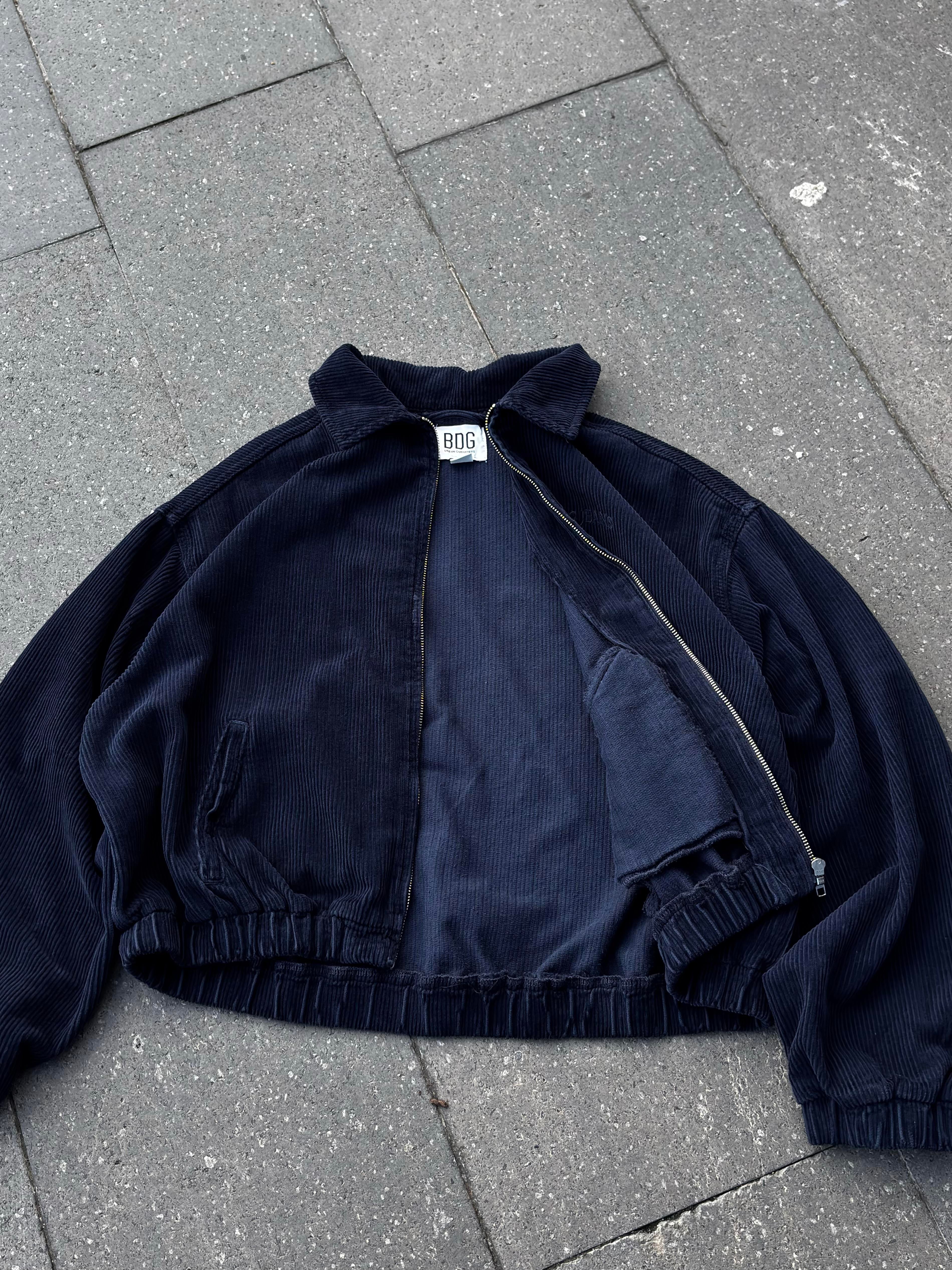 Navy Tone Harrington Kadife Boxy Fit Jacket