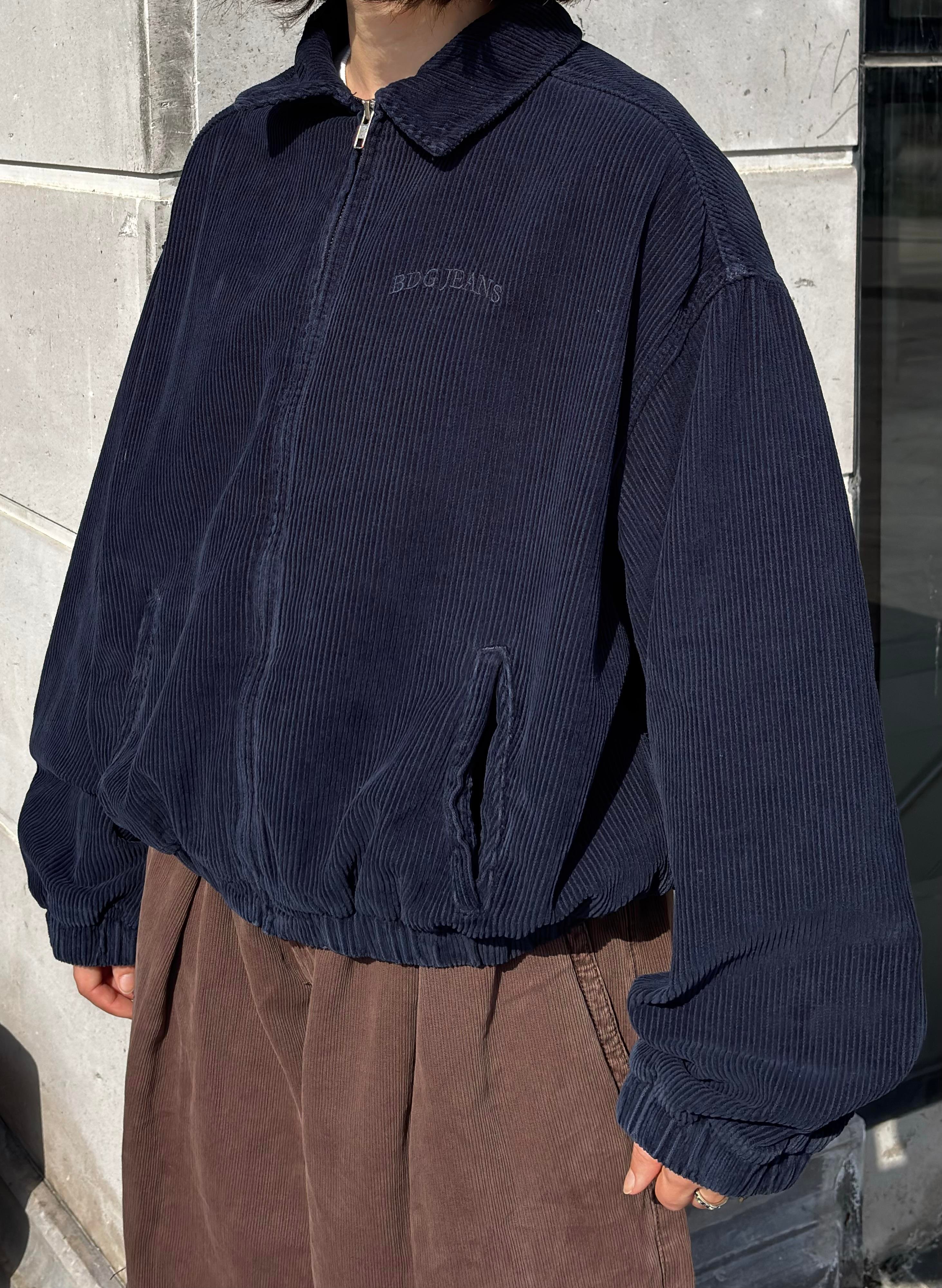 Navy Tone Harrington Kadife Boxy Fit Jacket