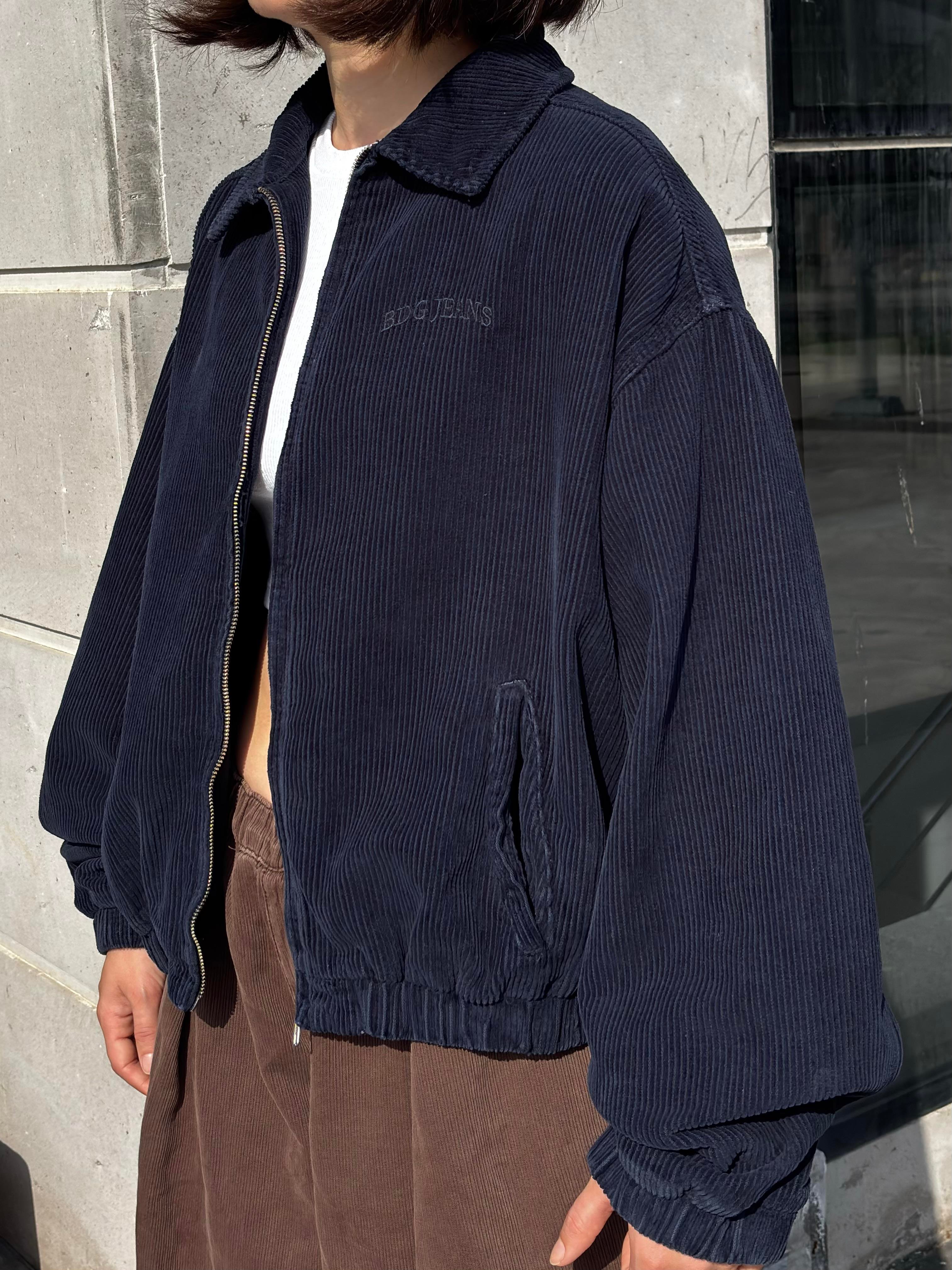 Navy Tone Harrington Kadife Boxy Fit Jacket