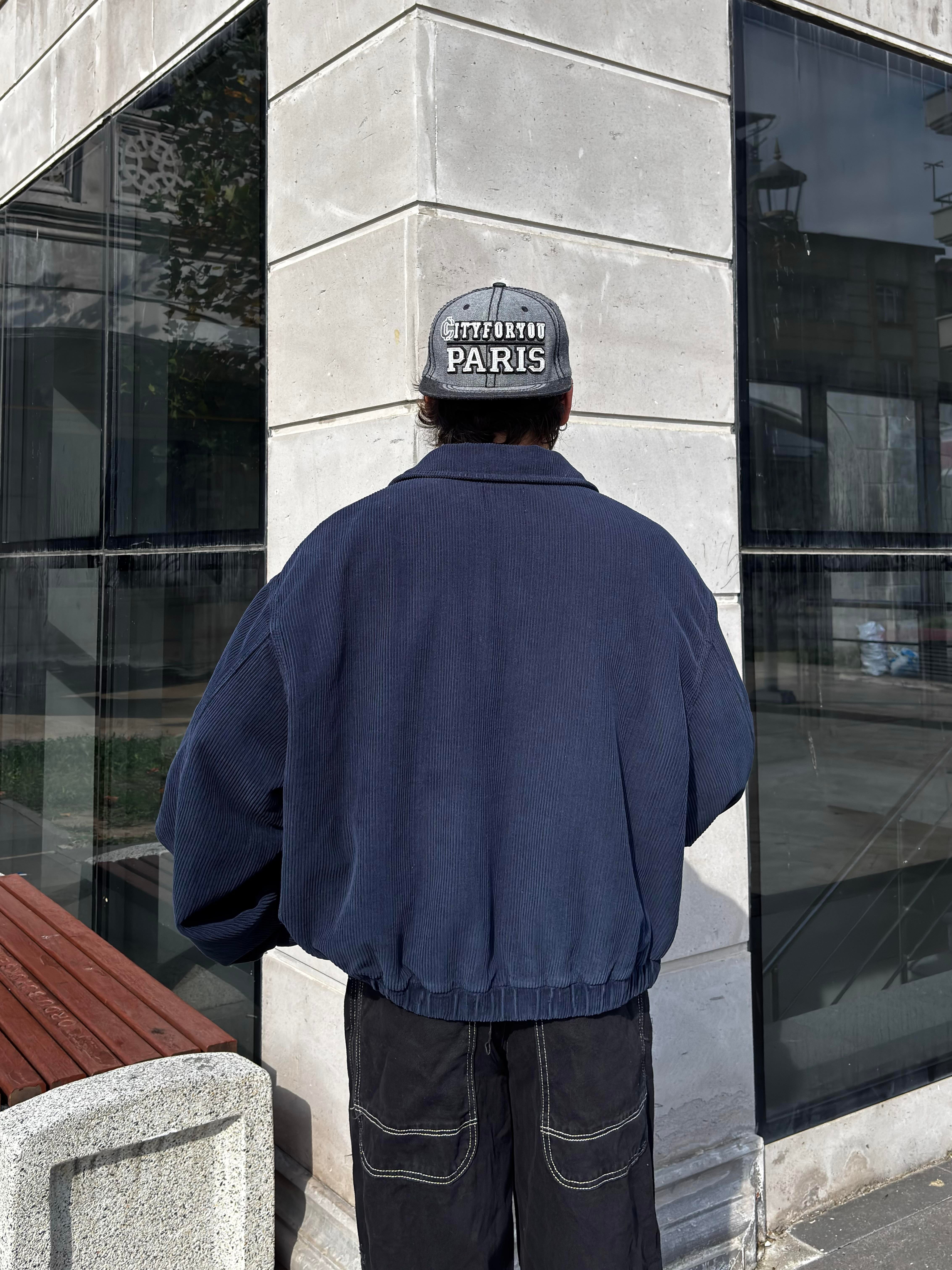Navy Tone Harrington Kadife Boxy Fit Jacket