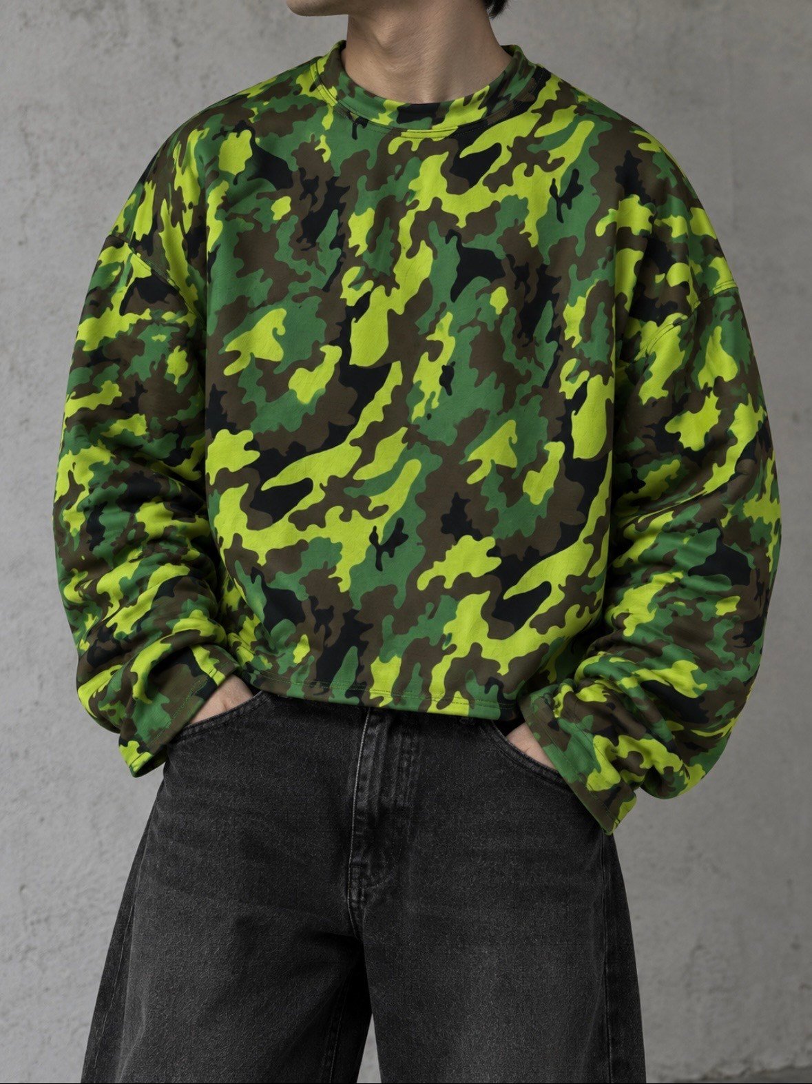 Neon Camo Boxy Oversized Sweat