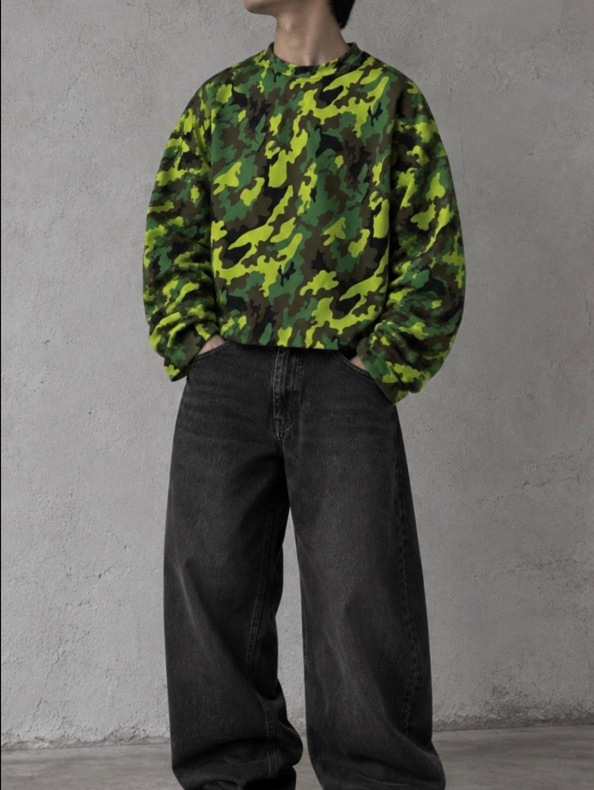 Neon Camo Boxy Oversized Sweat