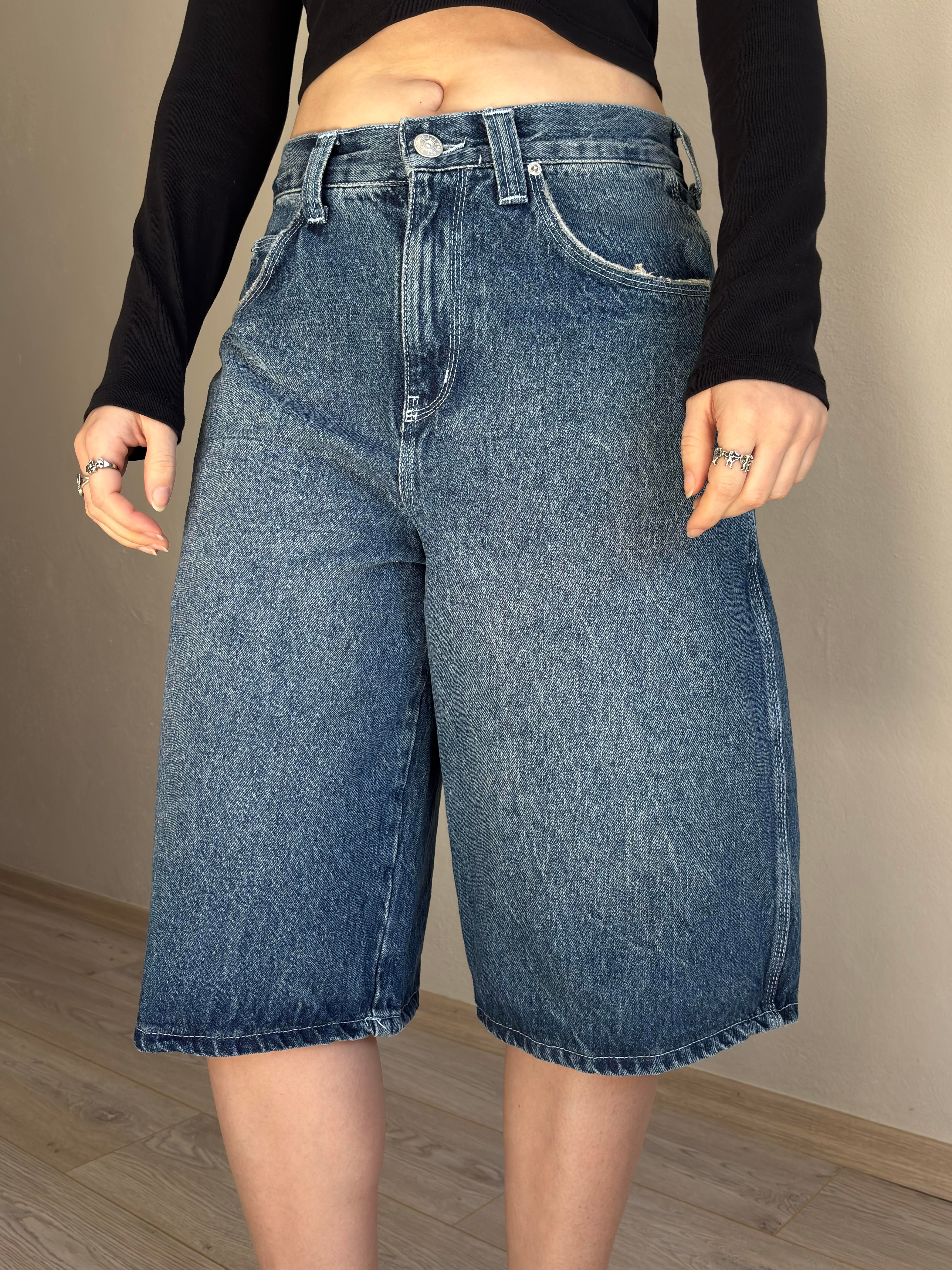Nicola İndigo Longline Denim Jorts