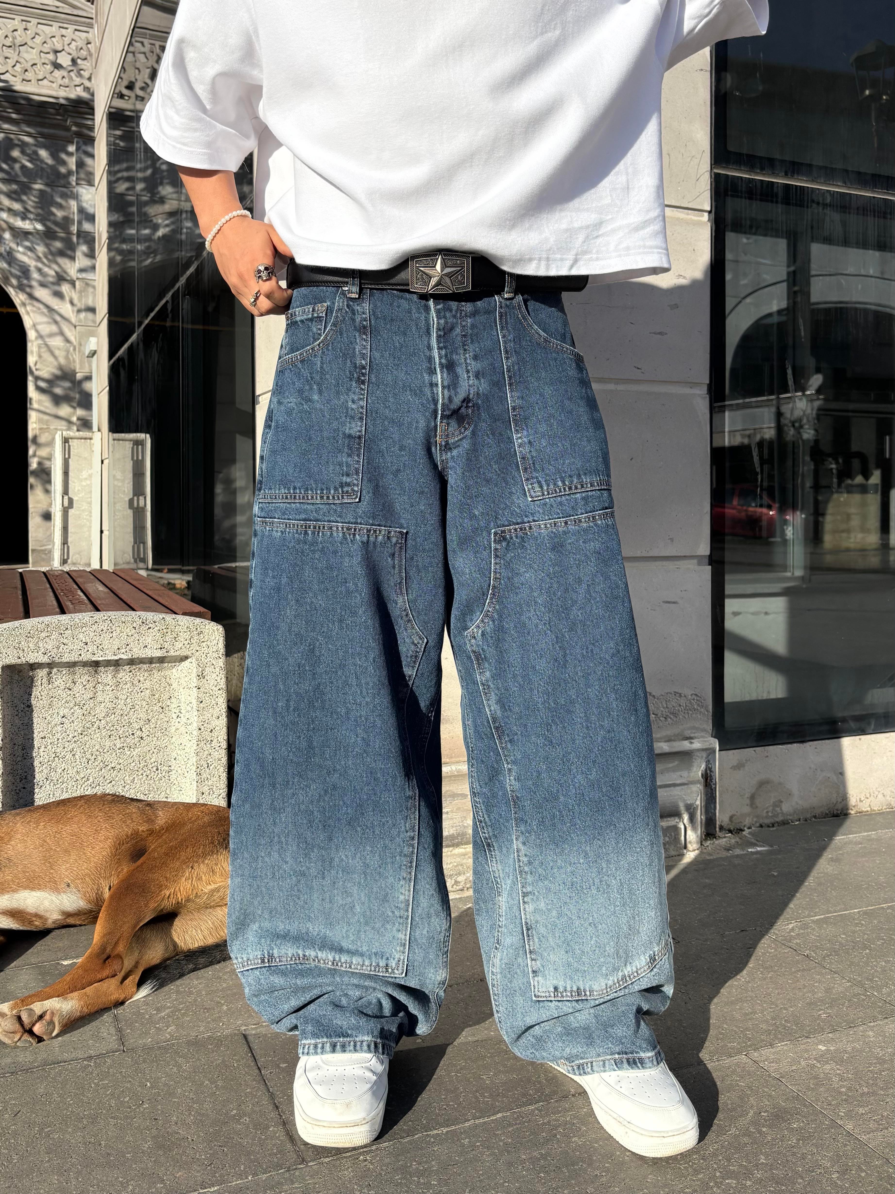 Premium Acid Wash Blue Ekstreme Baggy Jean