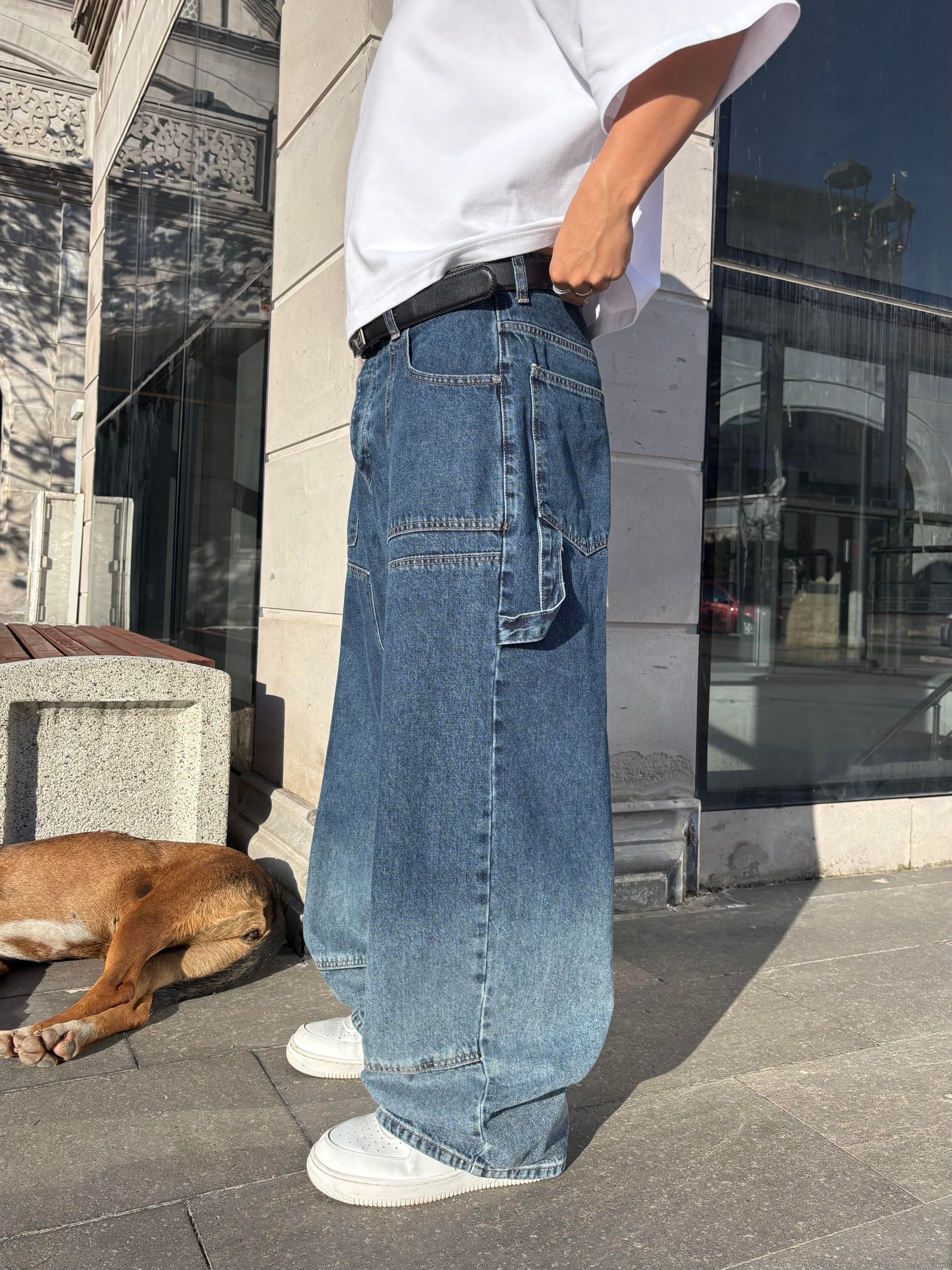 Premium Acid Wash Blue Ekstreme Baggy Jean