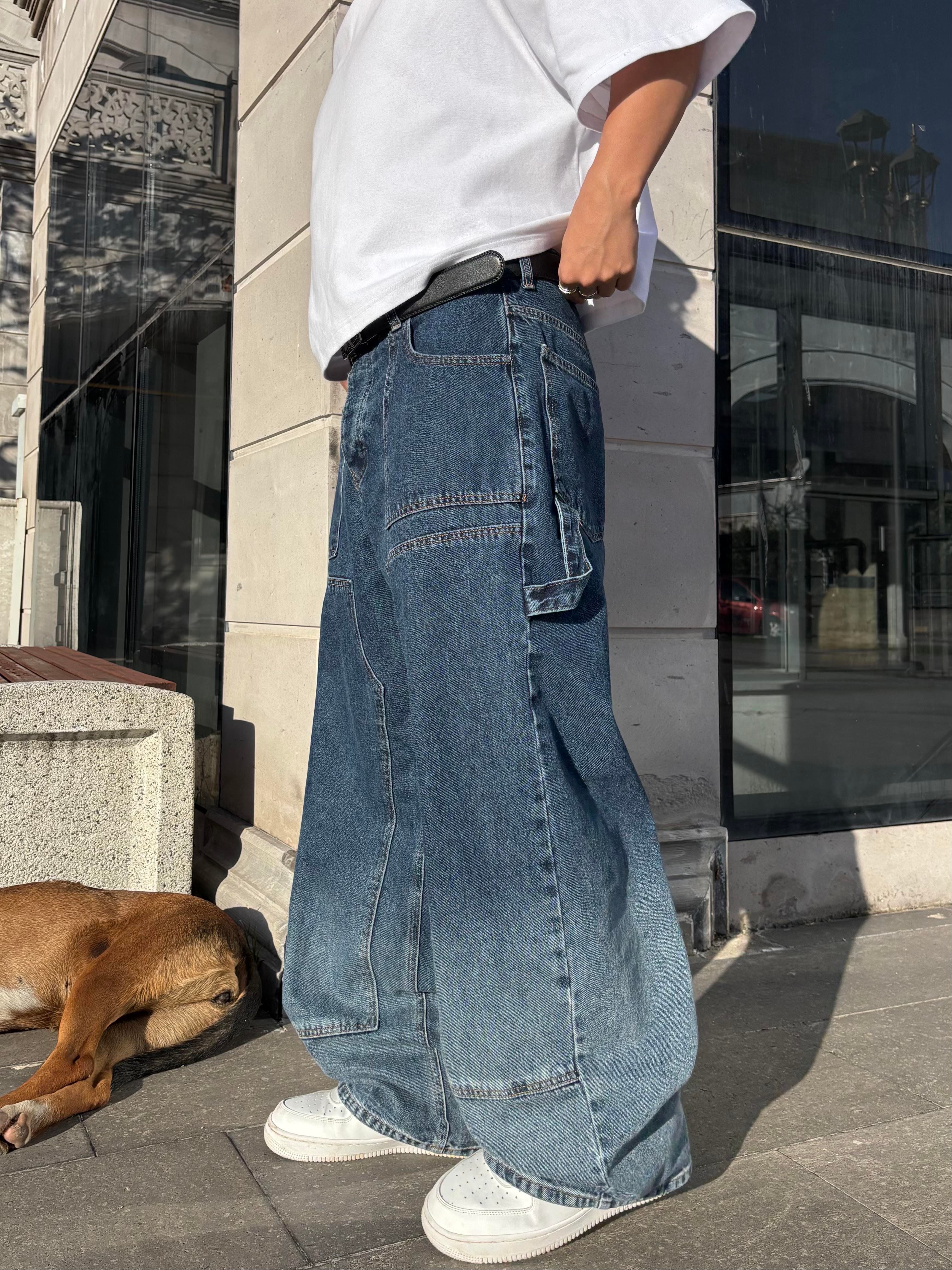 Premium Acid Wash Blue Ekstreme Baggy Jean