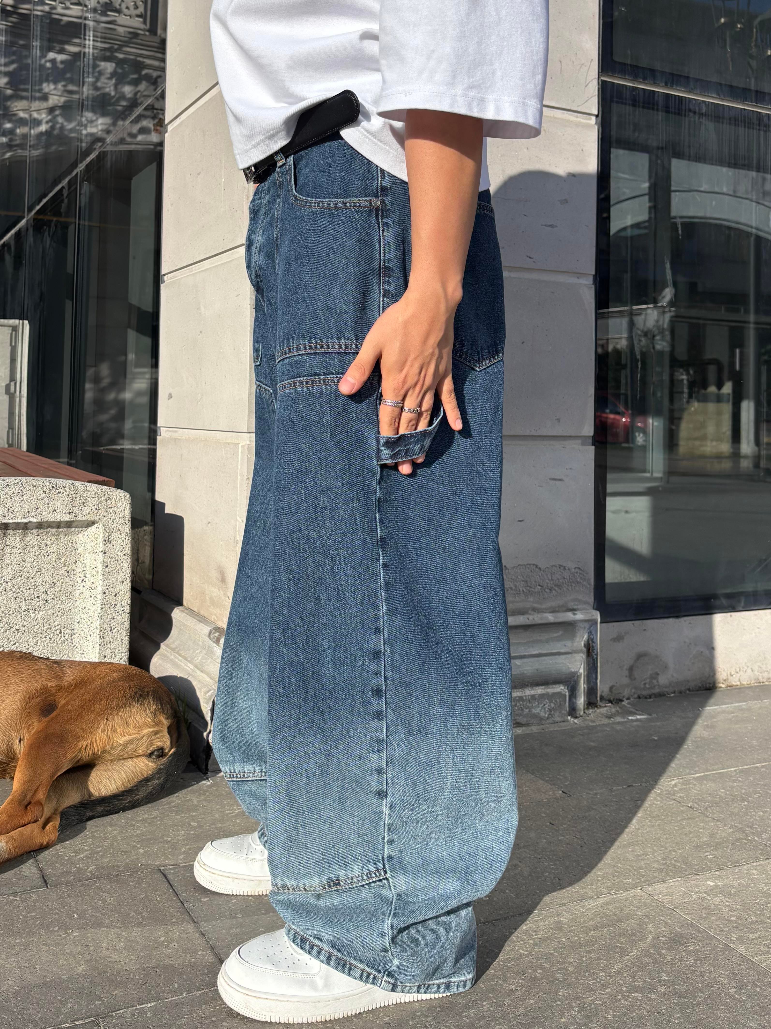 Premium Acid Wash Blue Ekstreme Baggy Jean