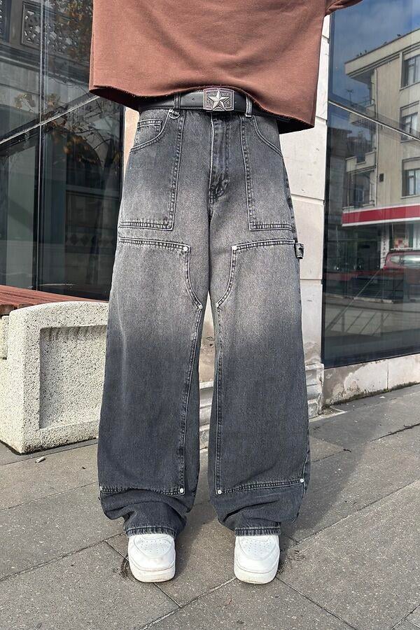 Premium Acid Wash Grey Ekstreme Baggy Jean