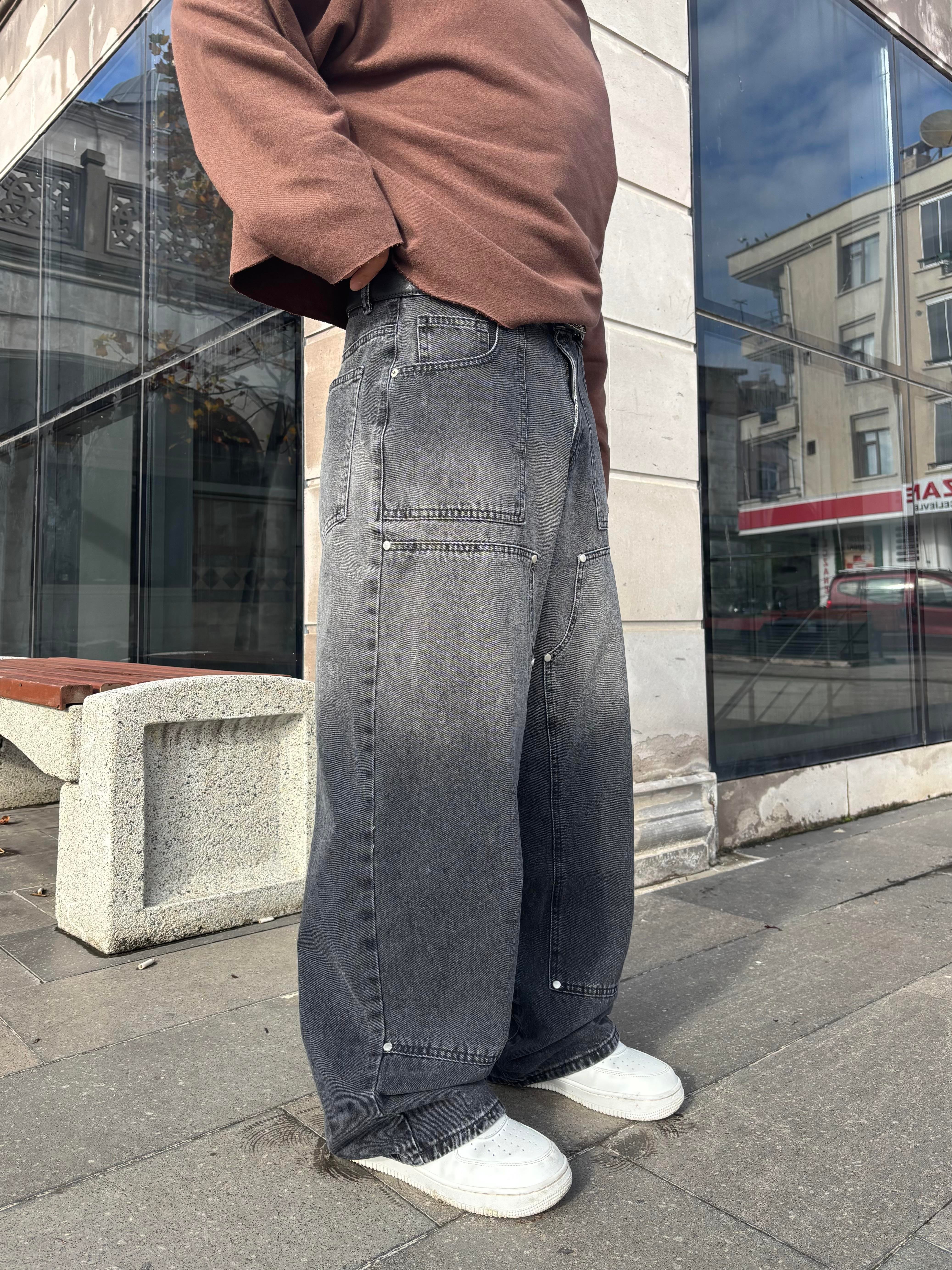 Premium Acid Wash Grey Ekstreme Baggy Jean