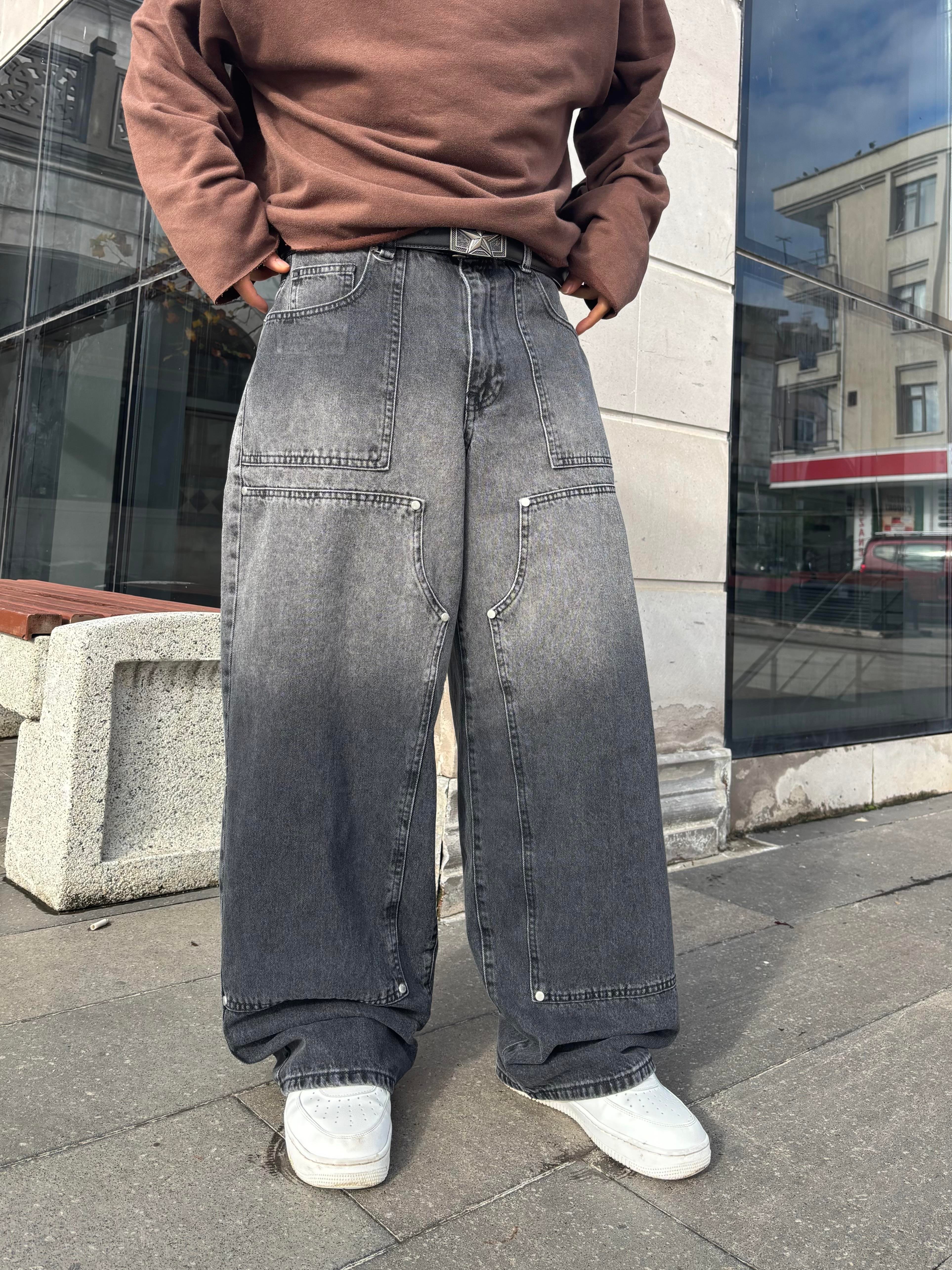 Premium Acid Wash Grey Ekstreme Baggy Jean