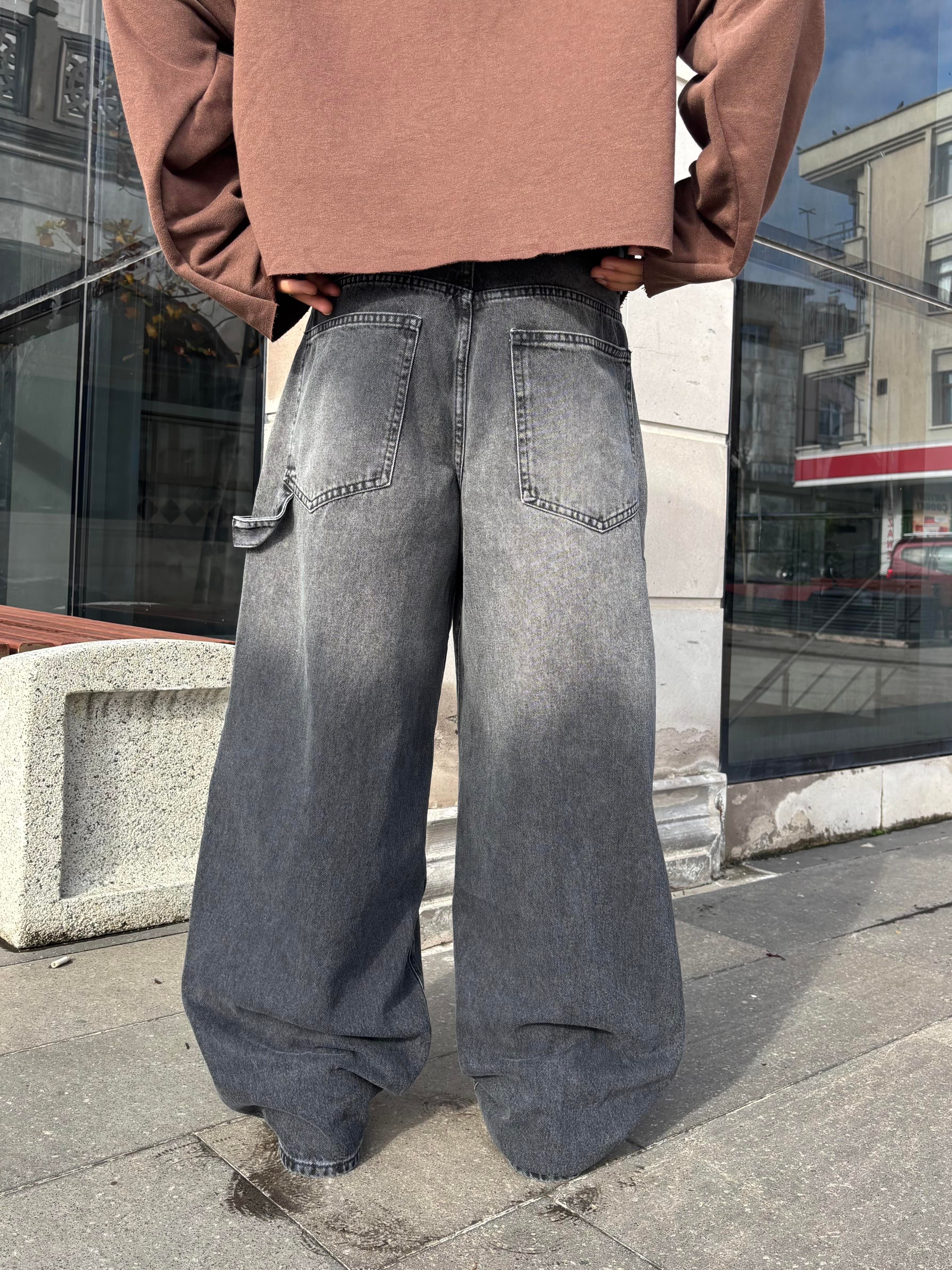 Premium Acid Wash Grey Ekstreme Baggy Jean