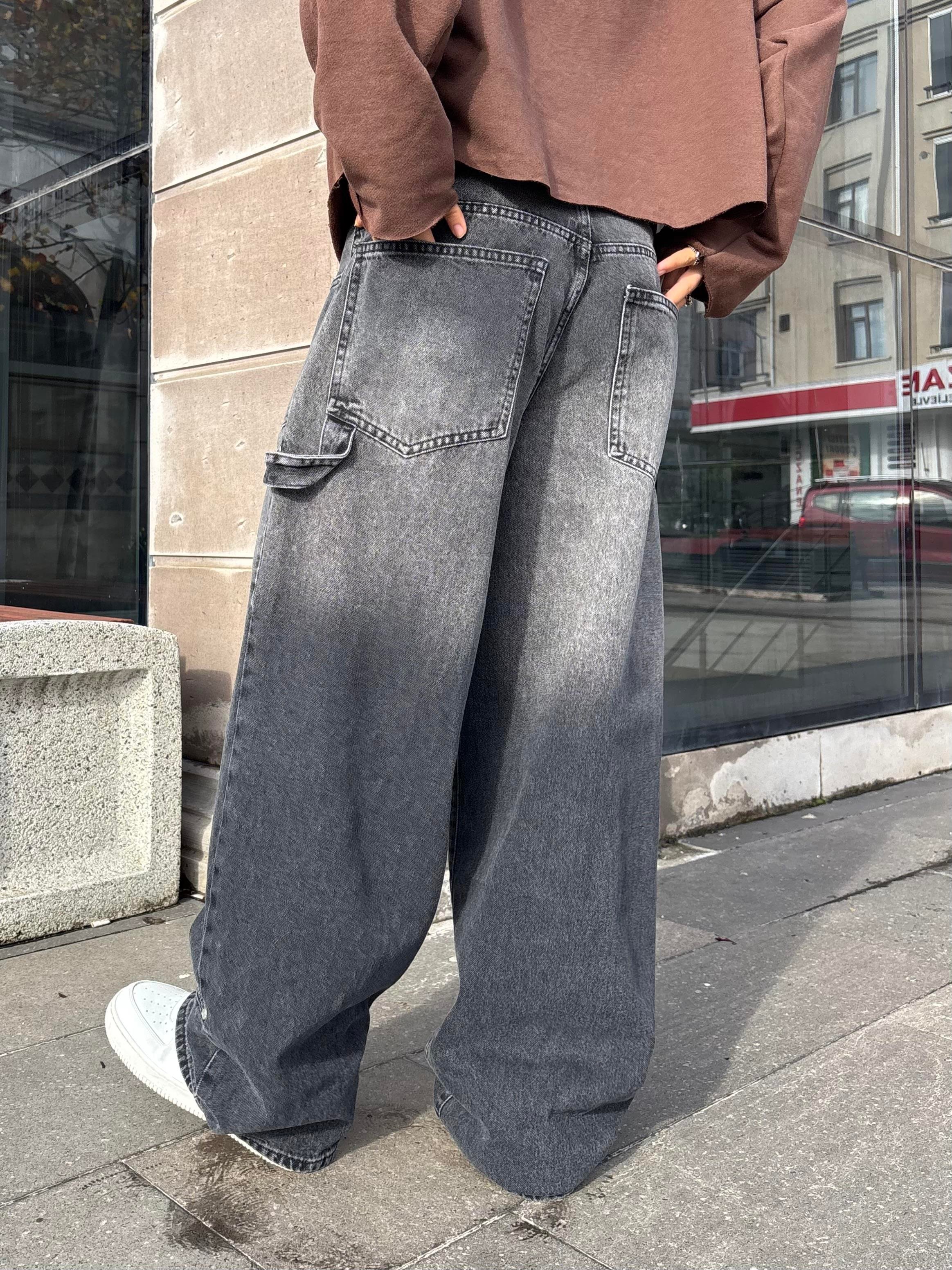 Premium Acid Wash Grey Ekstreme Baggy Jean