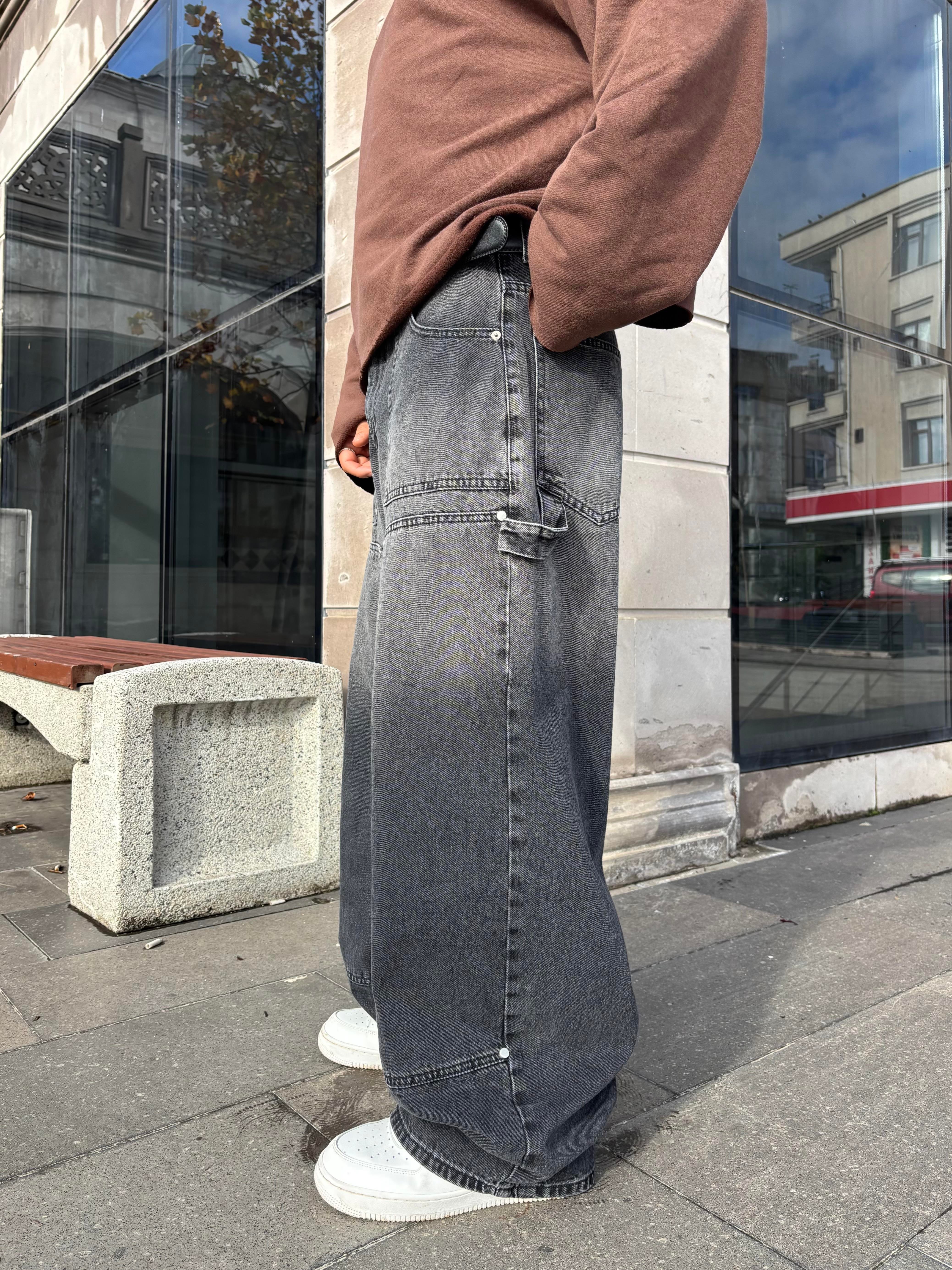 Premium Acid Wash Grey Ekstreme Baggy Jean