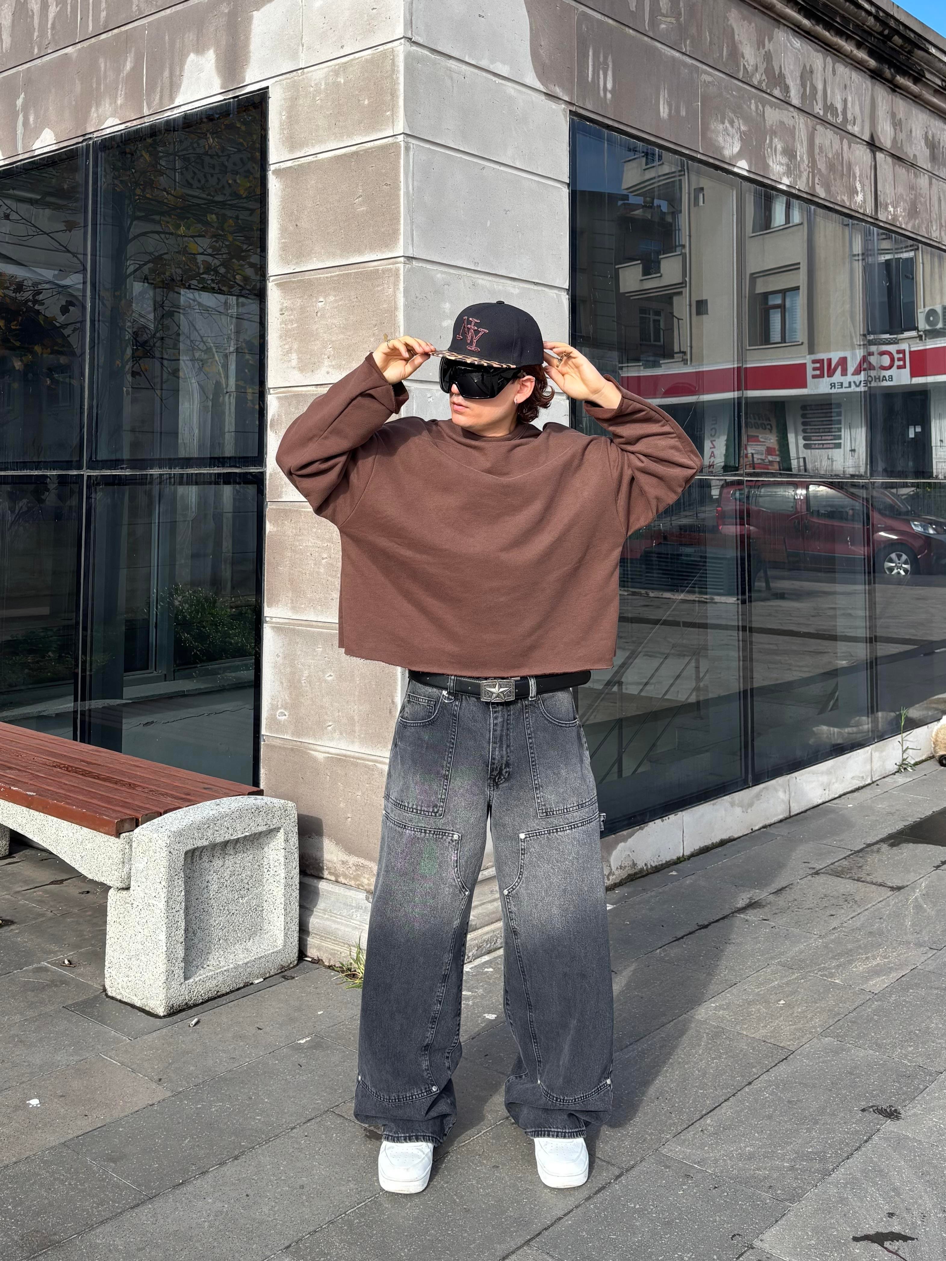 Premium Acid Wash Grey Ekstreme Baggy Jean