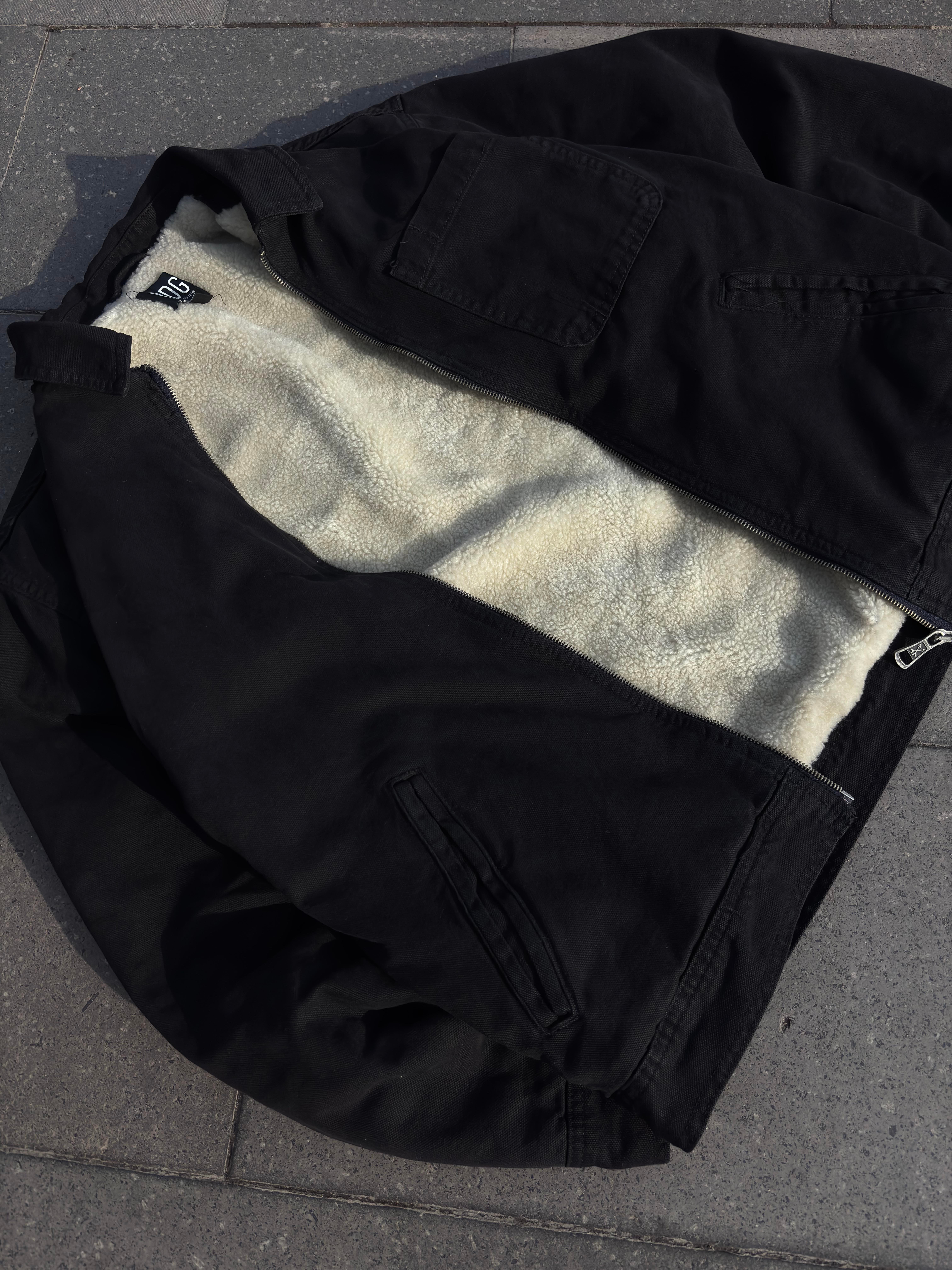 Premium Alba Black Zip Through Worker Jacket