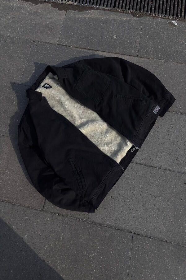 Premium Alba Black Zip Through Worker Jacket