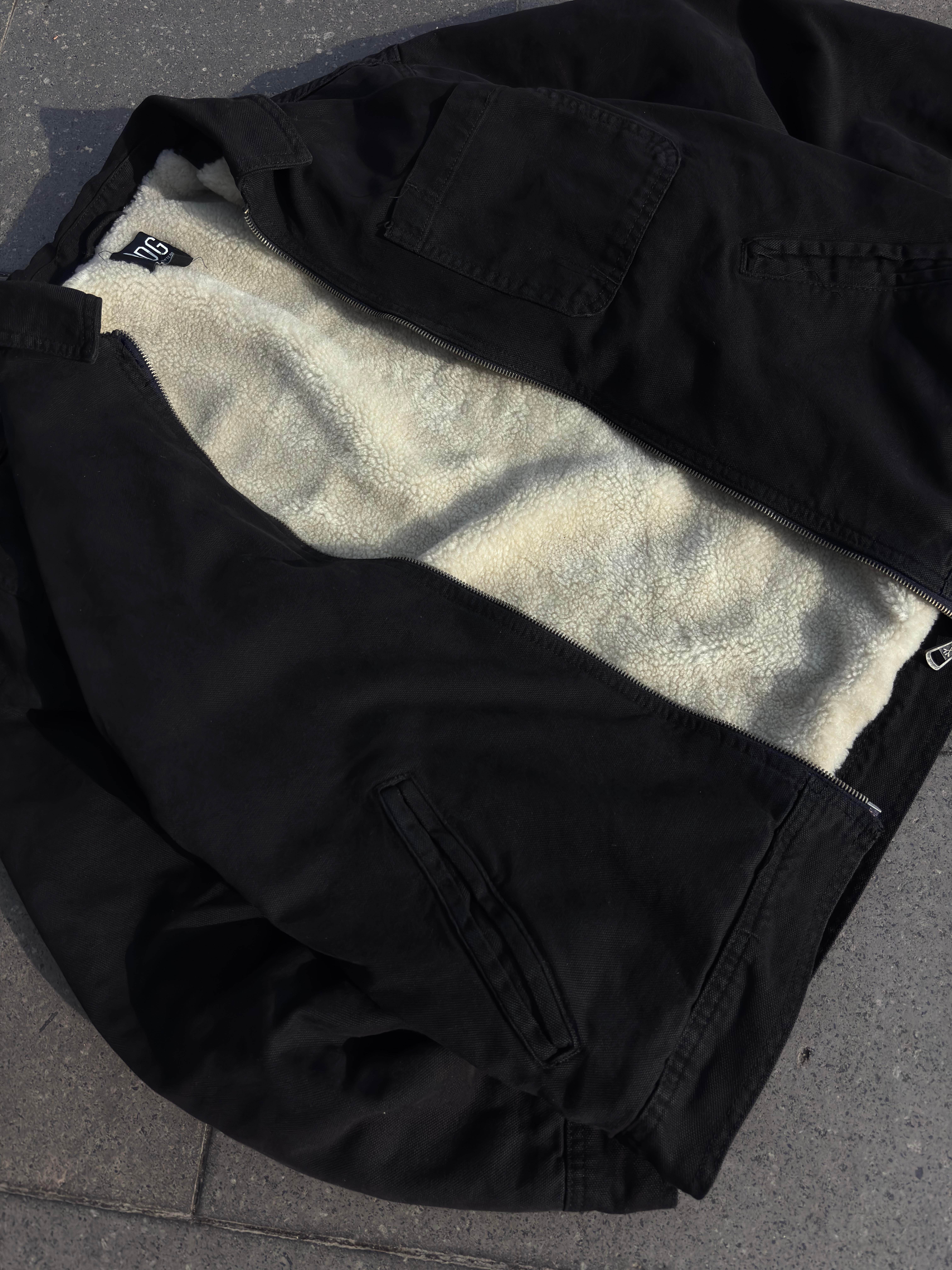 Premium Alba Black Zip Through Worker Jacket