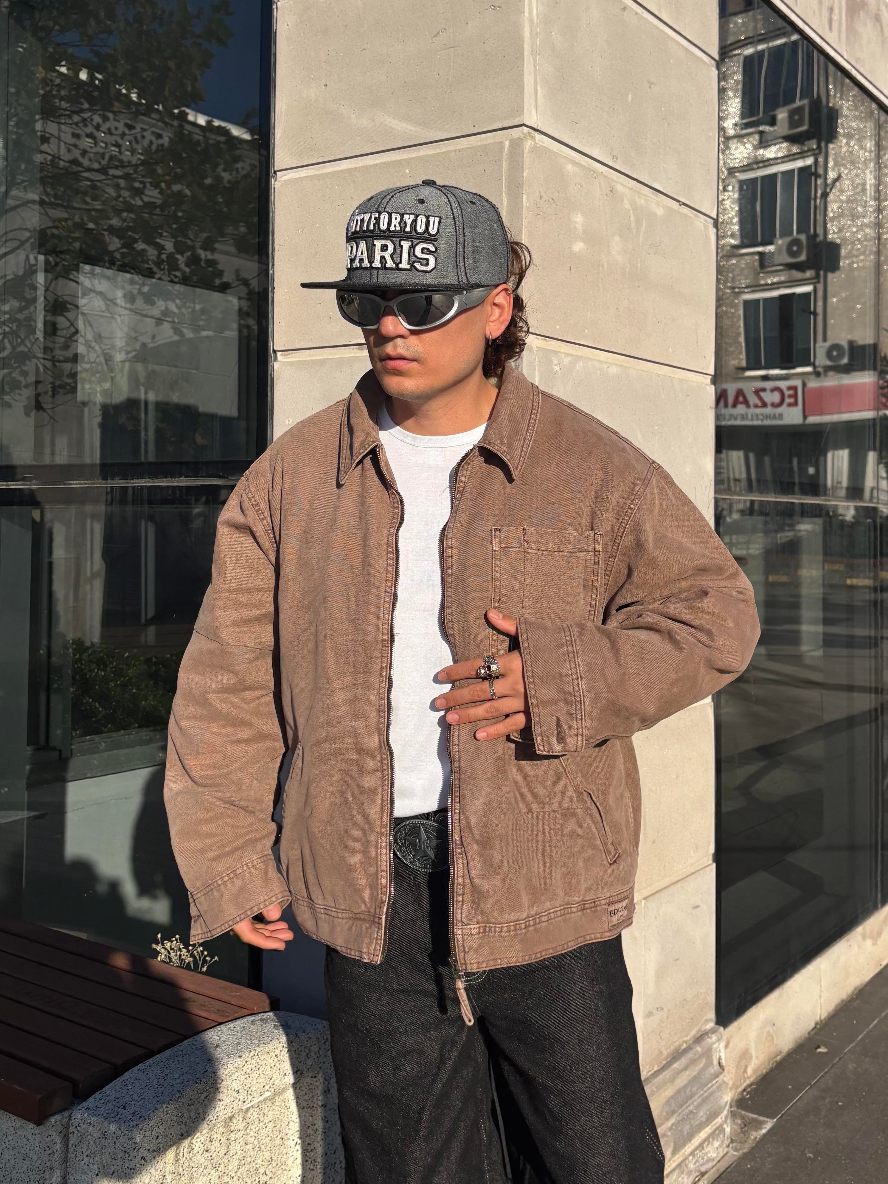 Premium Alba Brown Zip-Through Worker Jacket