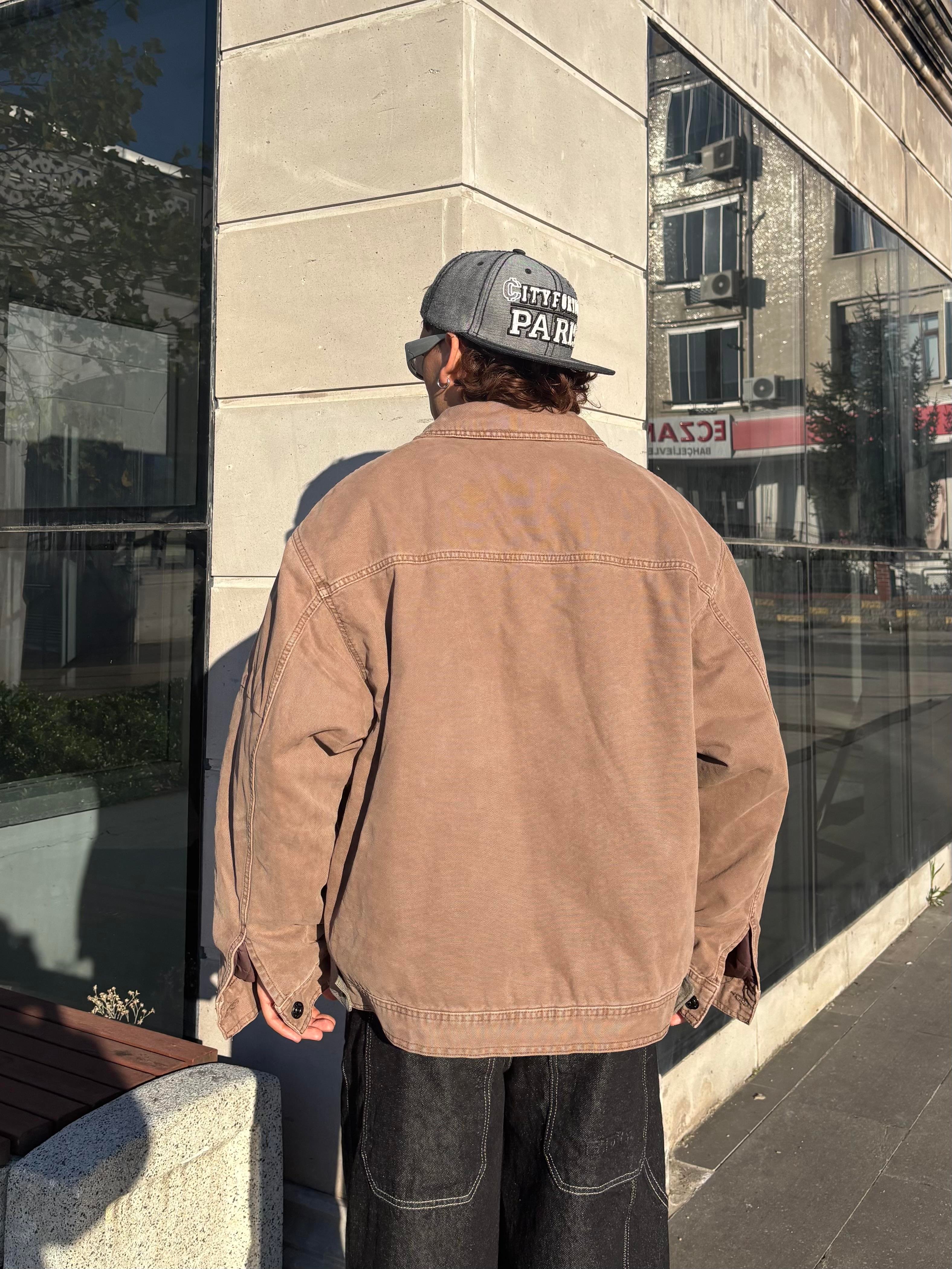 Premium Alba Brown Zip-Through Worker Jacket
