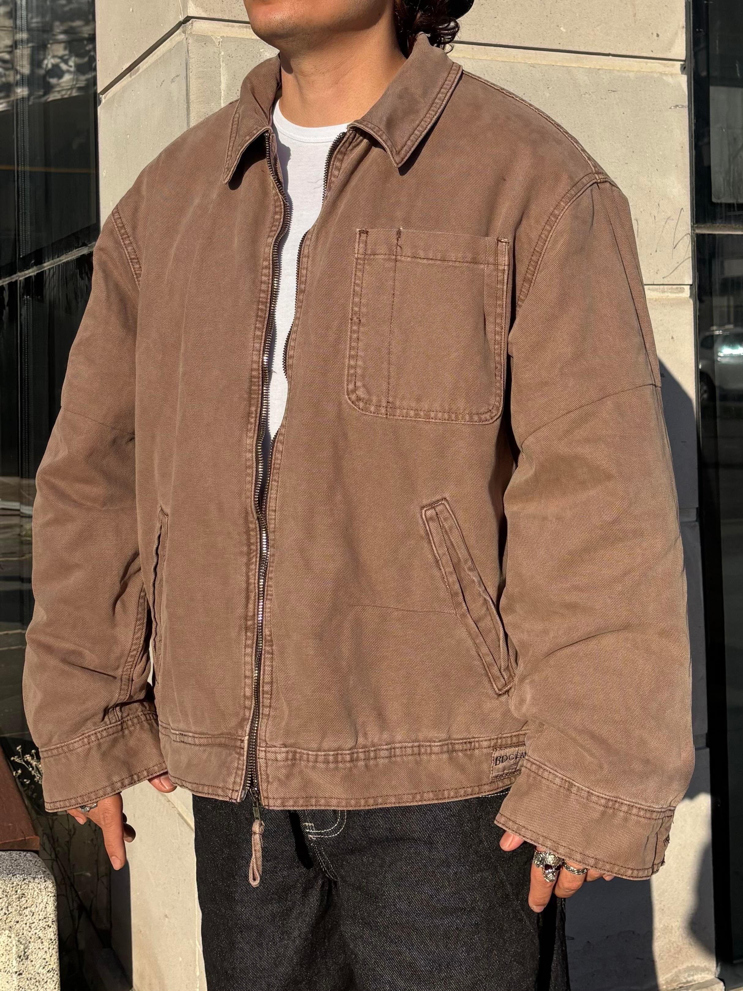 Premium Alba Brown Zip-Through Worker Jacket