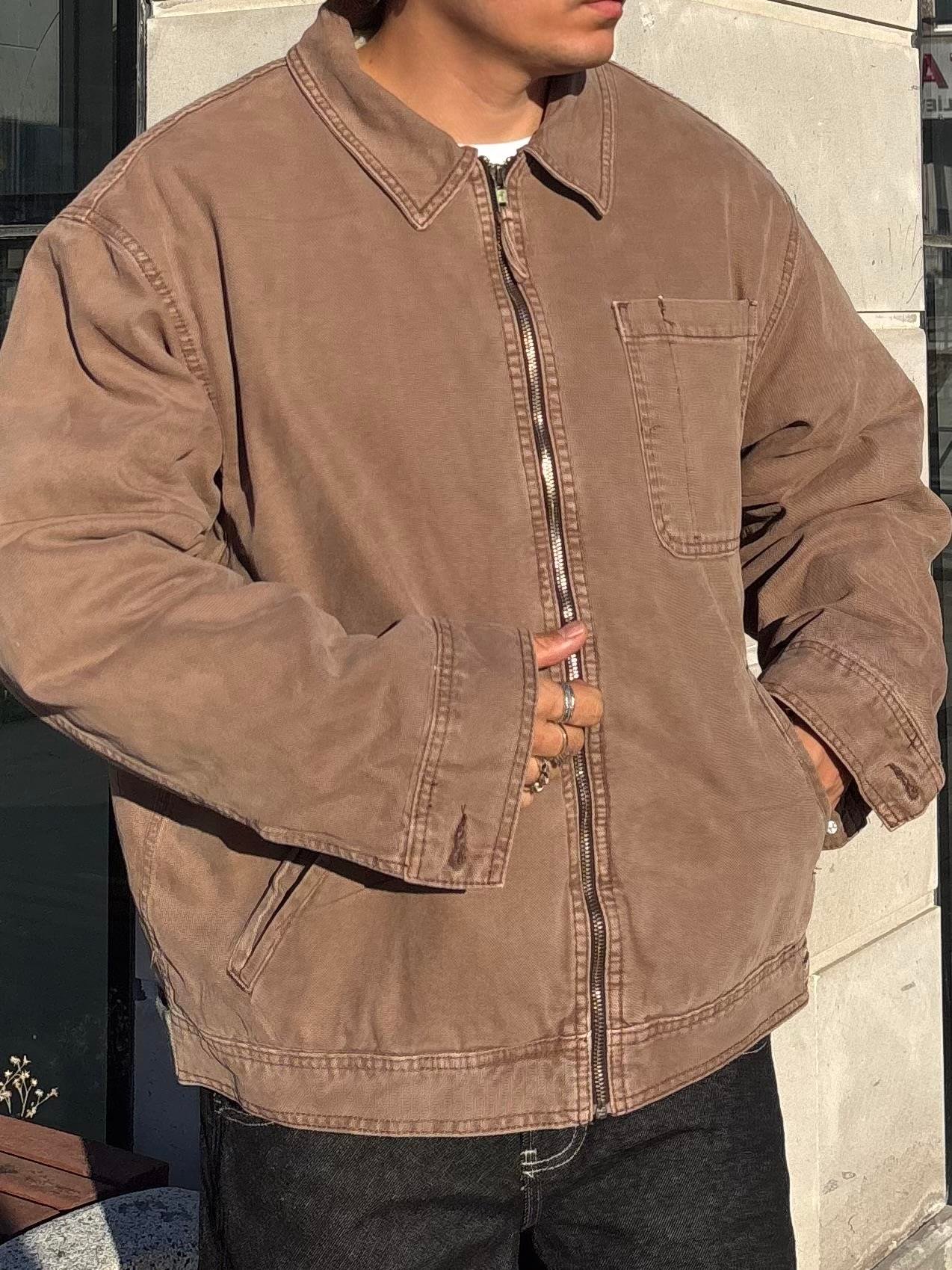 Premium Alba Brown Zip-Through Worker Jacket