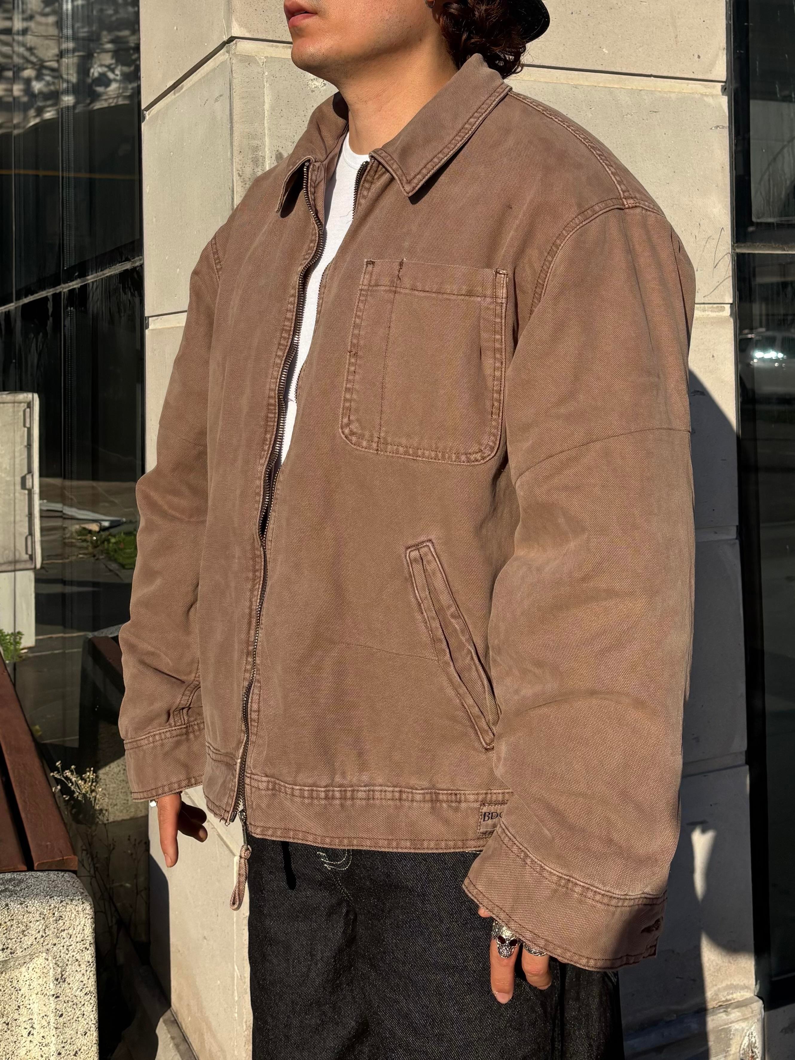 Premium Alba Brown Zip-Through Worker Jacket