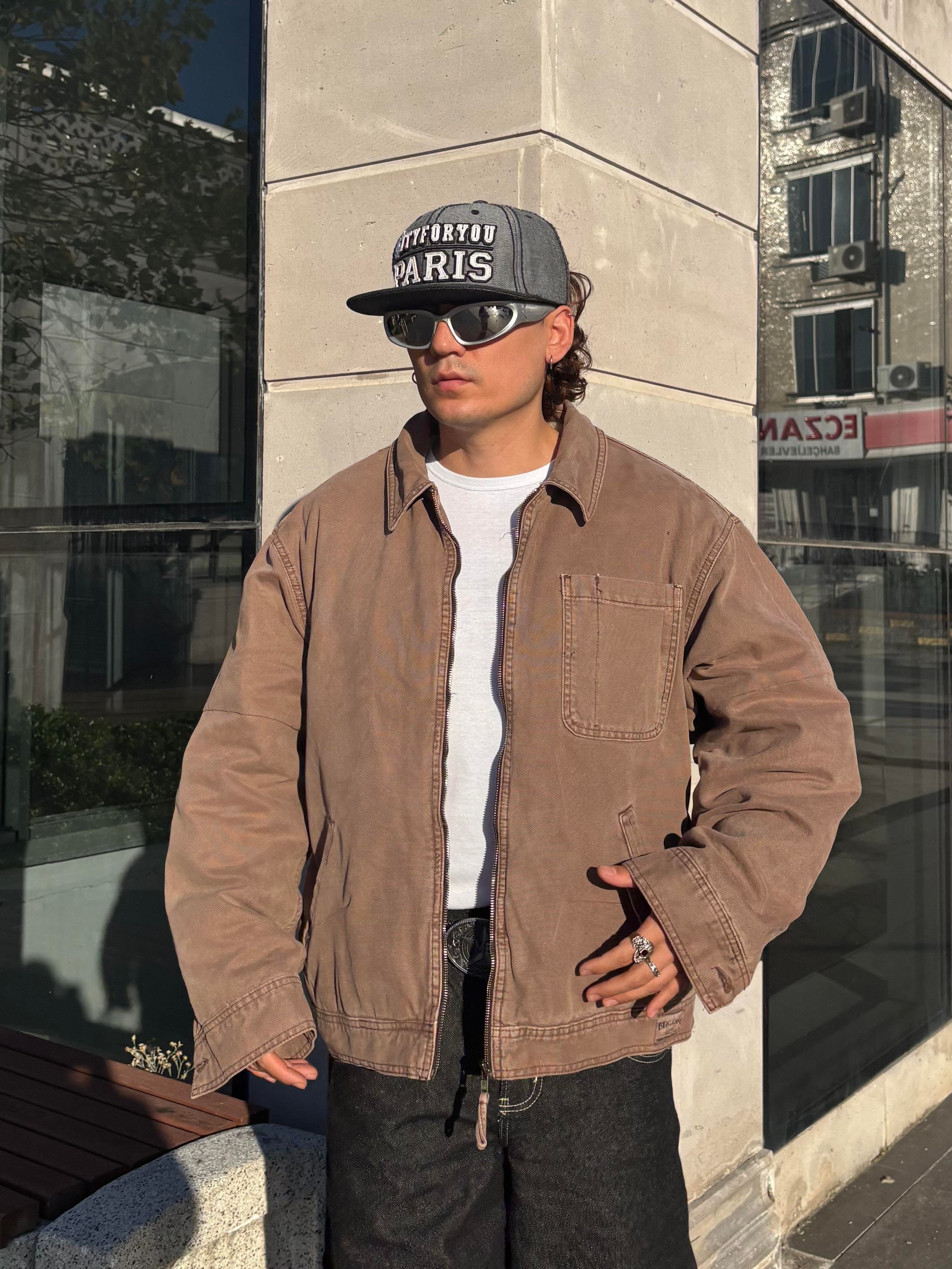 Premium Alba Brown Zip-Through Worker Jacket