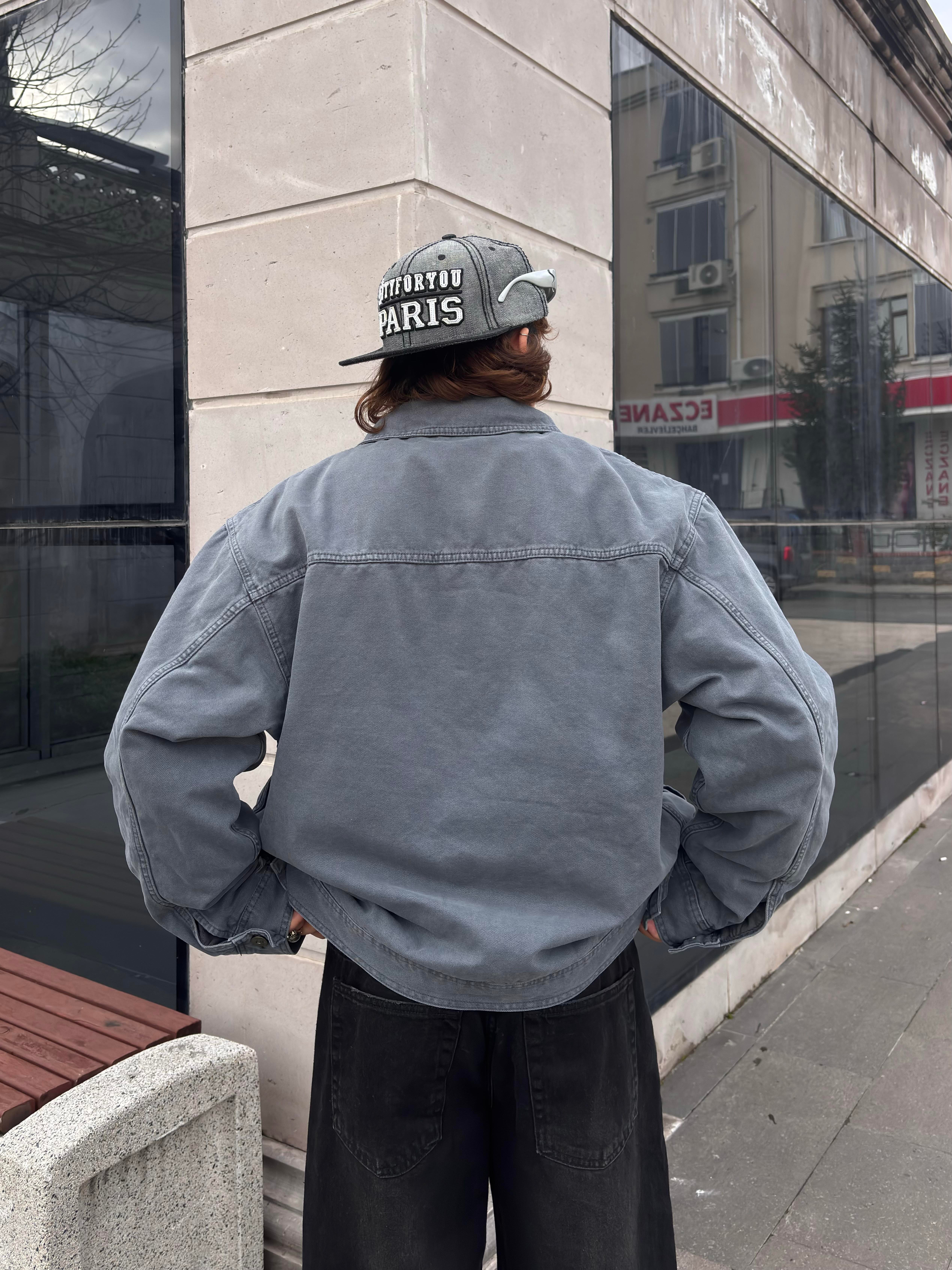 Premium Alba Slate Zip Through Worker Jacket