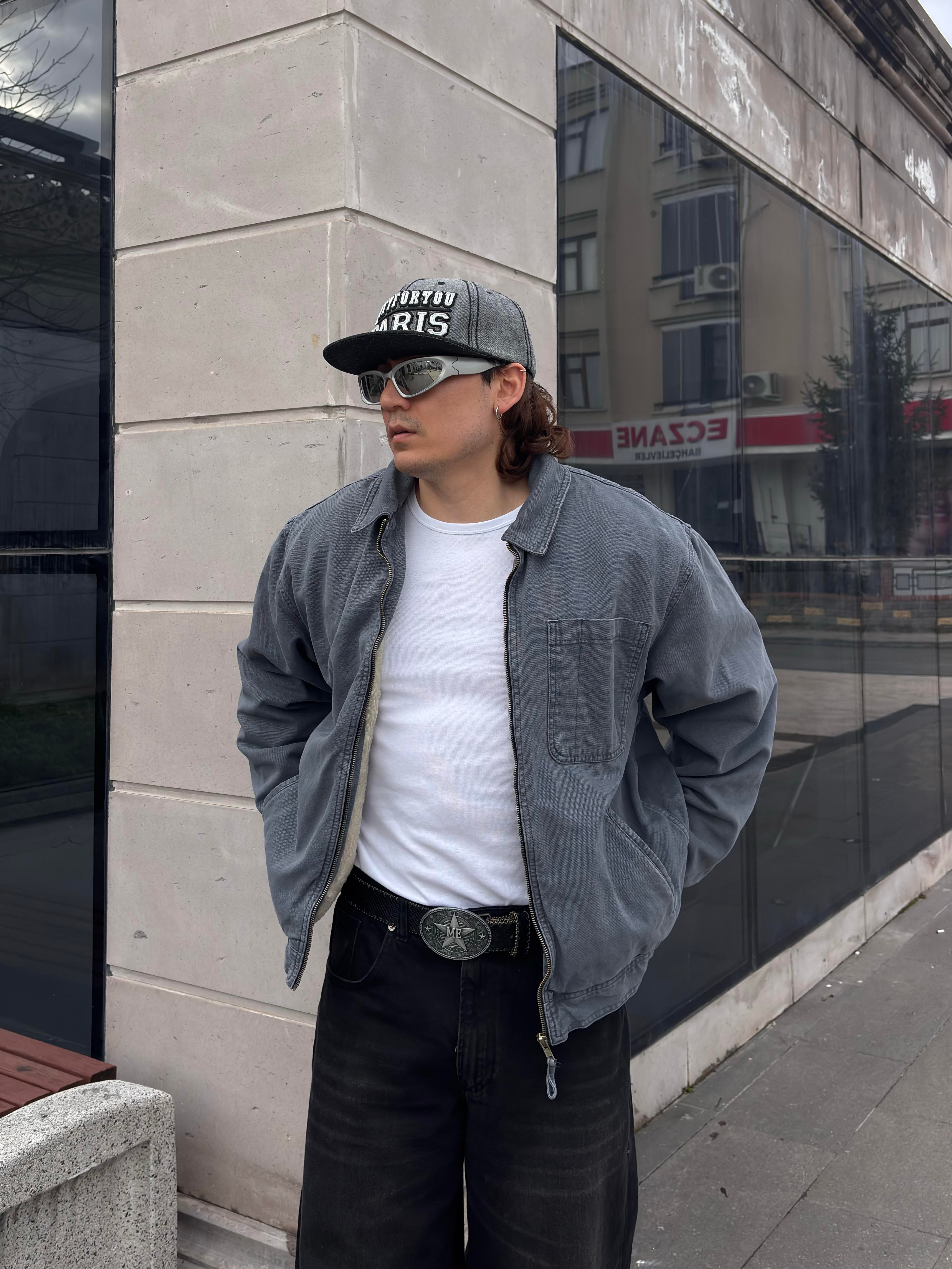 Premium Alba Slate Zip Through Worker Jacket