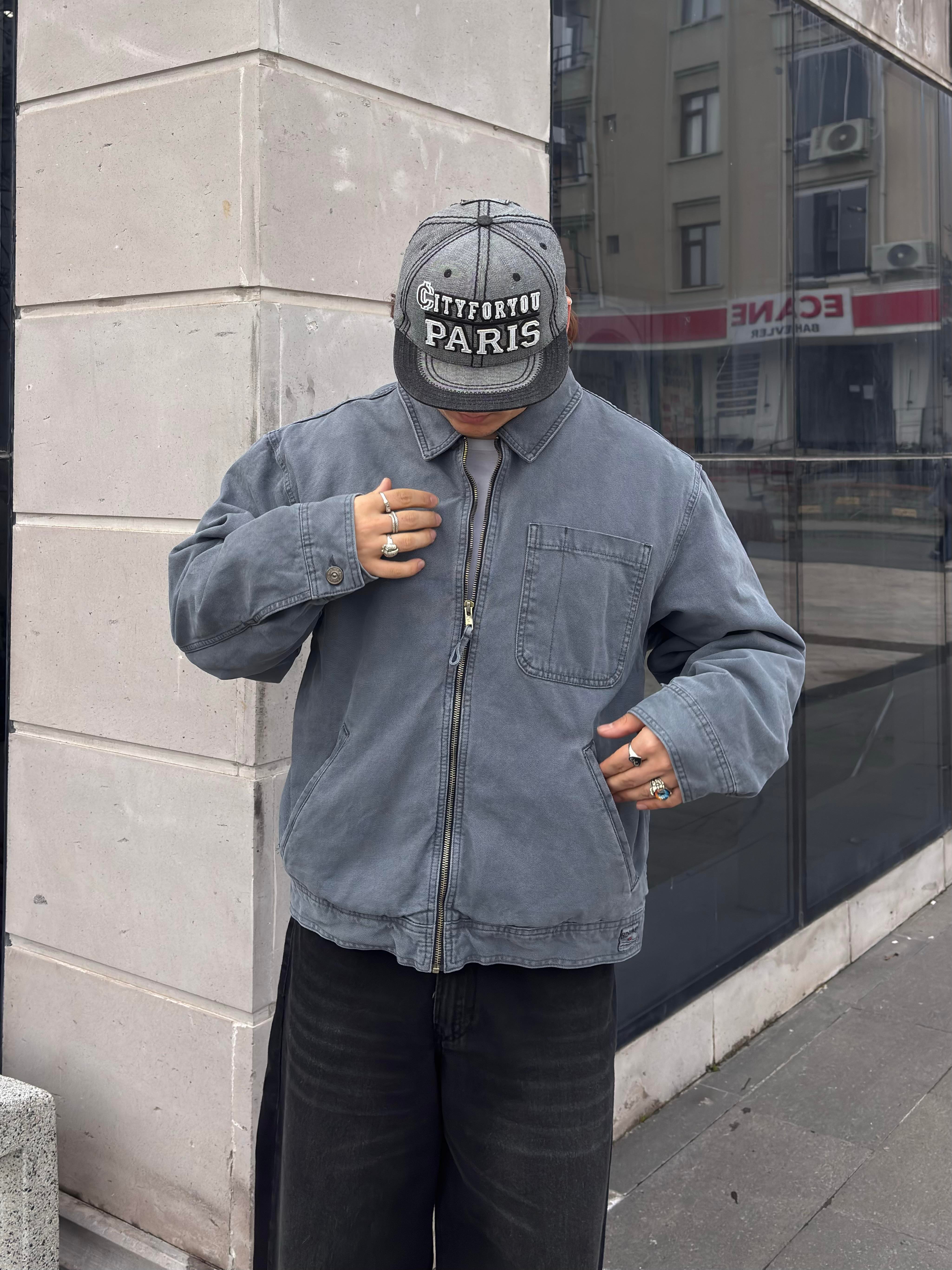 Premium Alba Slate Zip Through Worker Jacket