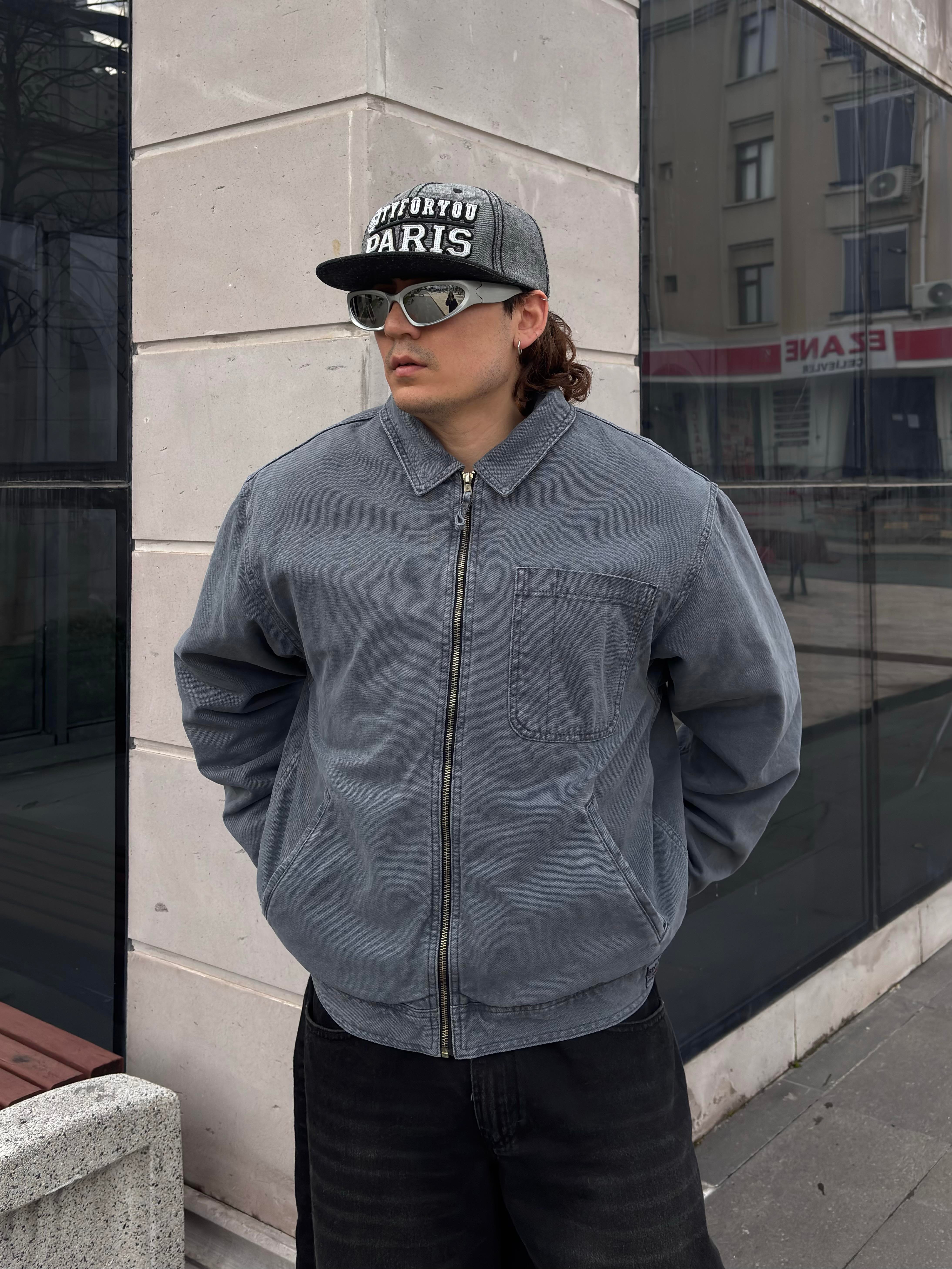Premium Alba Slate Zip Through Worker Jacket