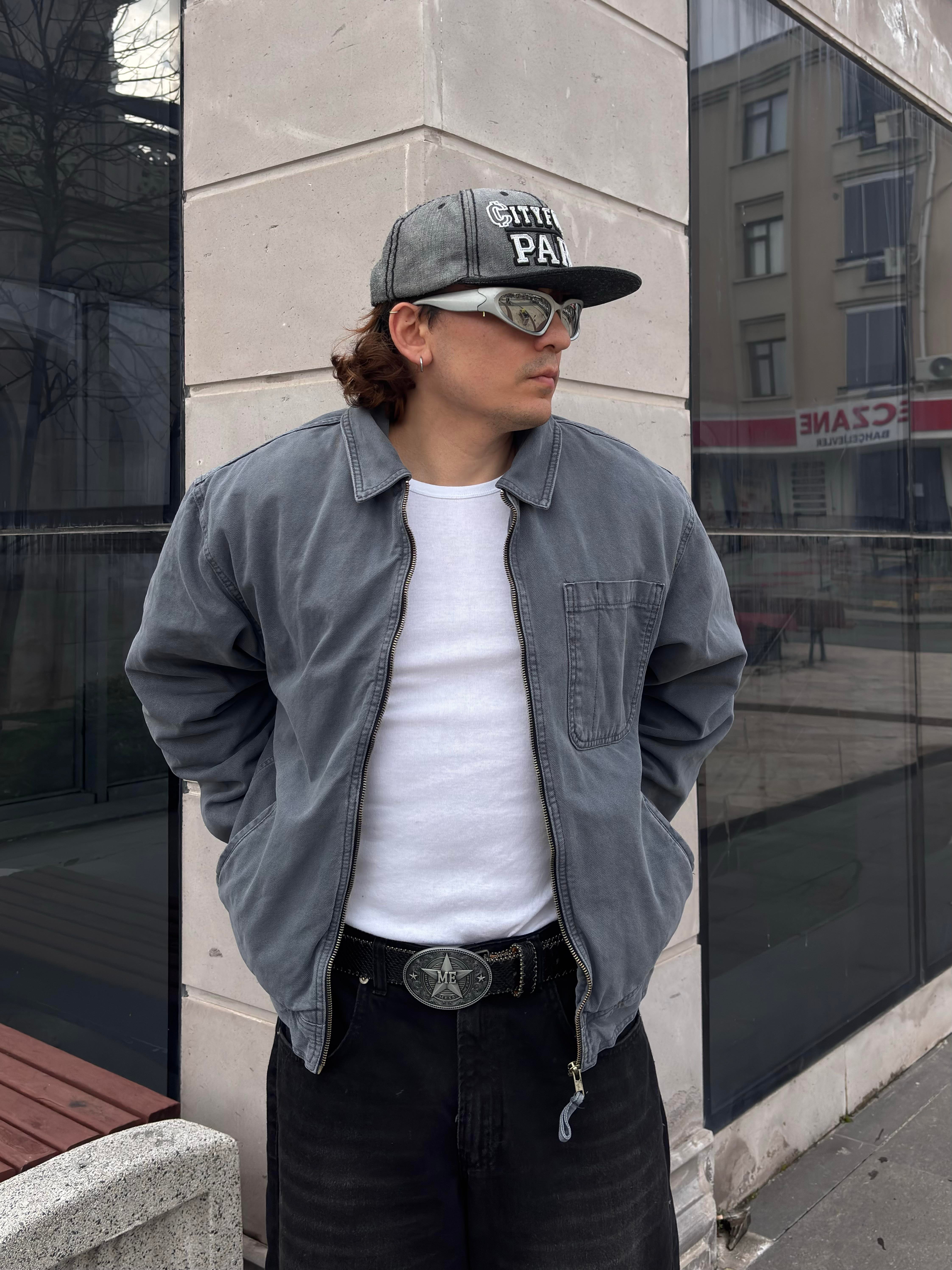 Premium Alba Slate Zip Through Worker Jacket
