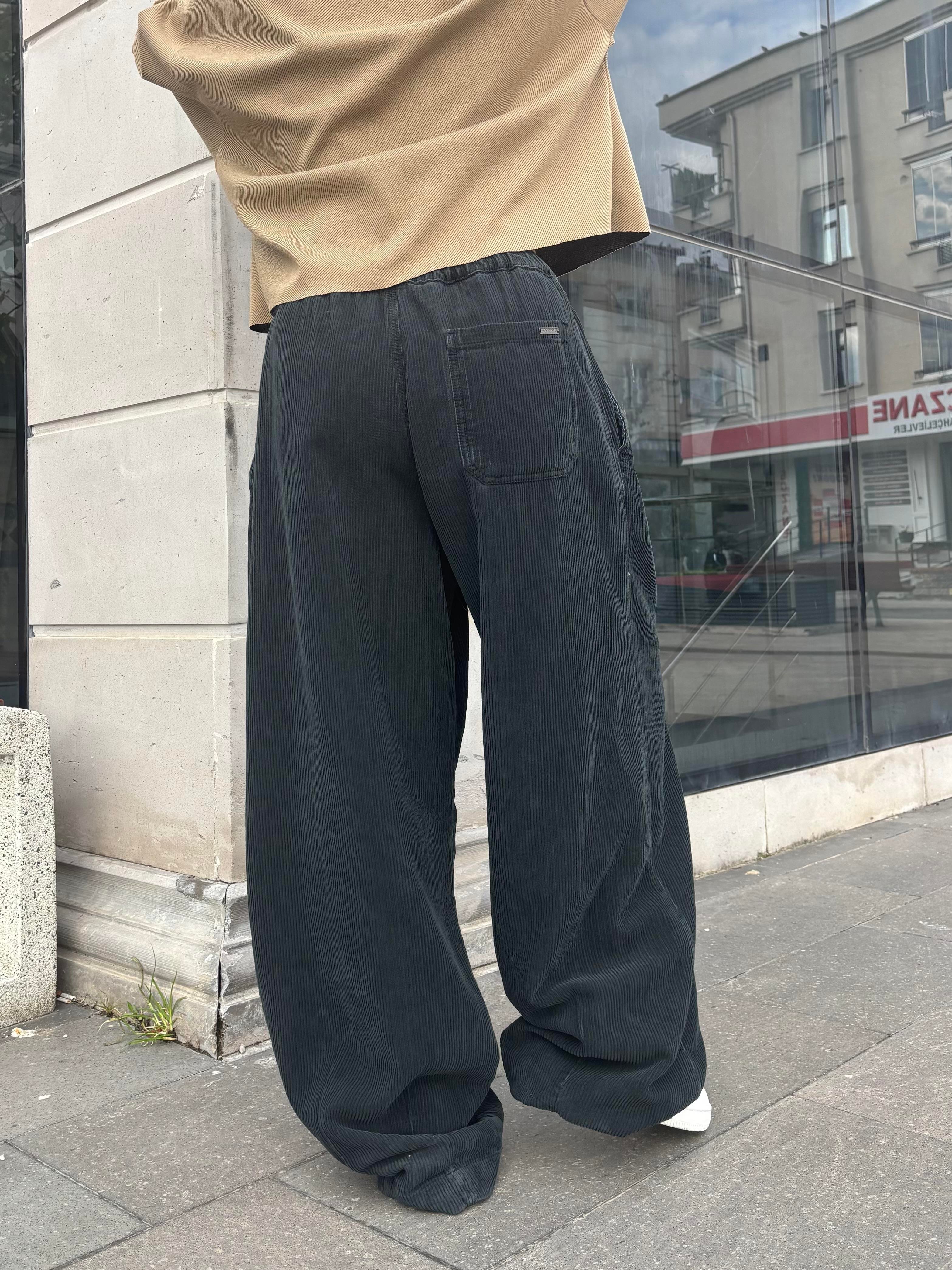 Premium Antrasit Tone Conduroy Baggy Pants