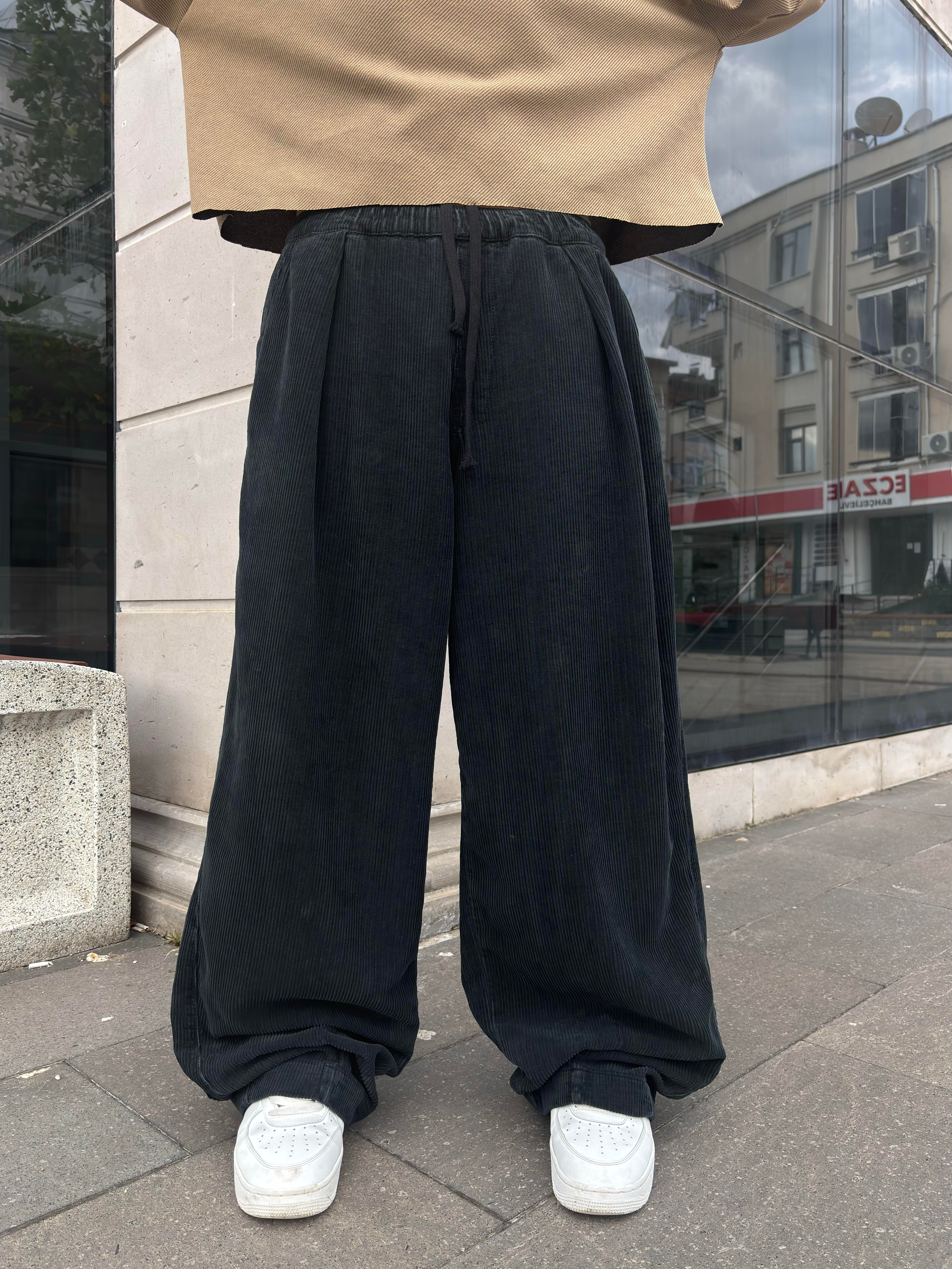 Premium Antrasit Tone Conduroy Baggy Pants
