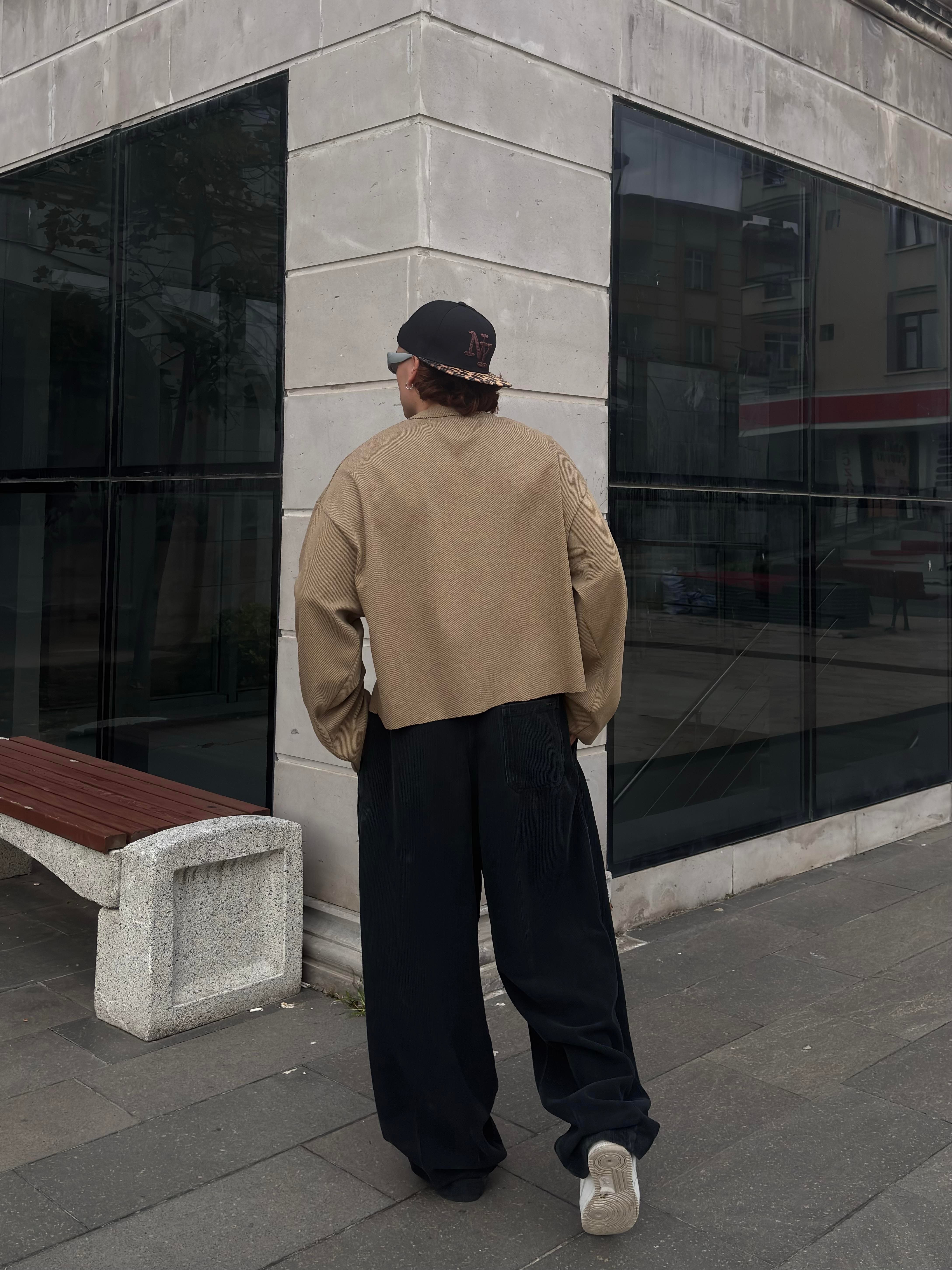 Premium Antrasit Tone Conduroy Baggy Pants
