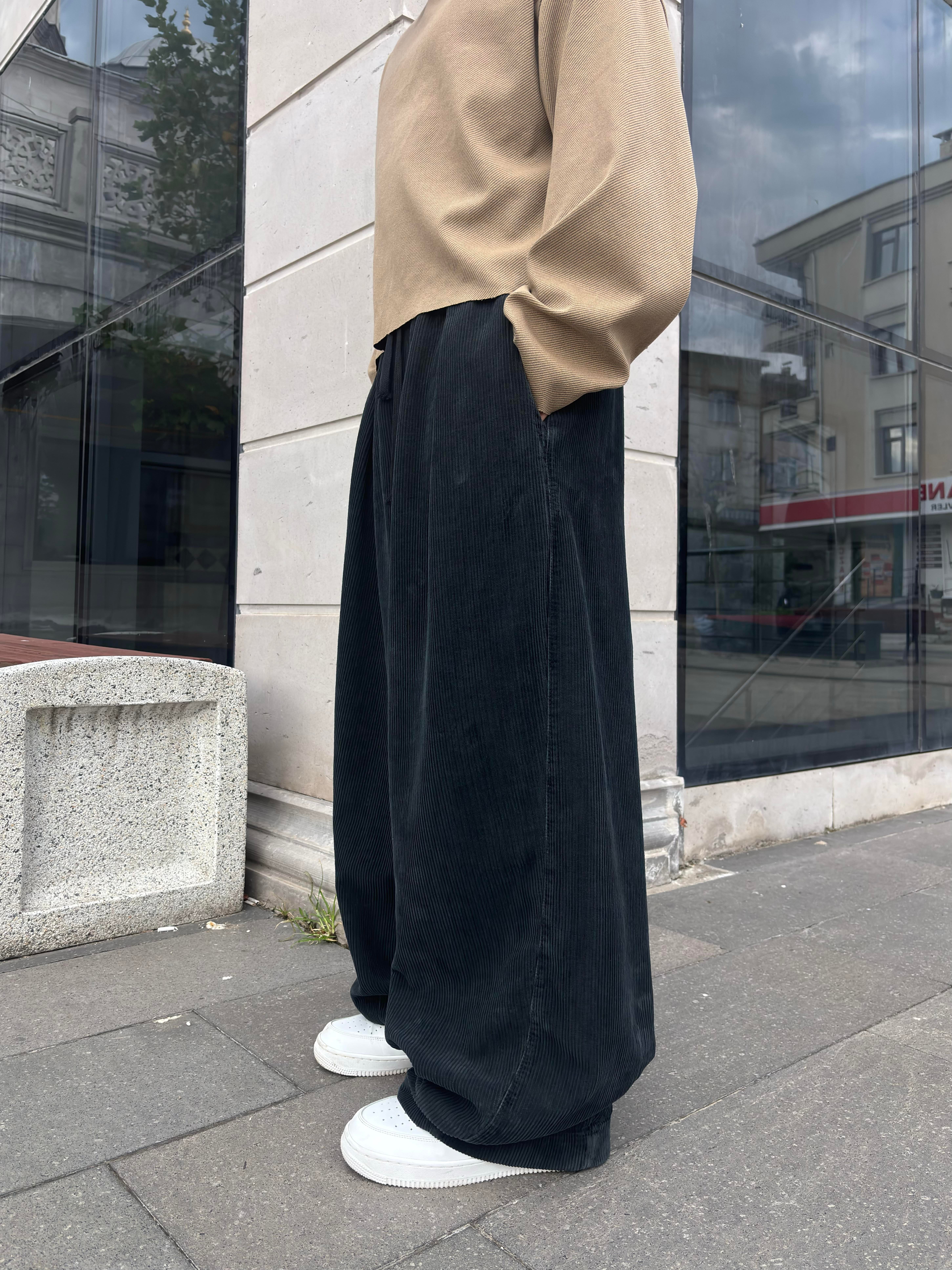 Premium Antrasit Tone Conduroy Baggy Pants