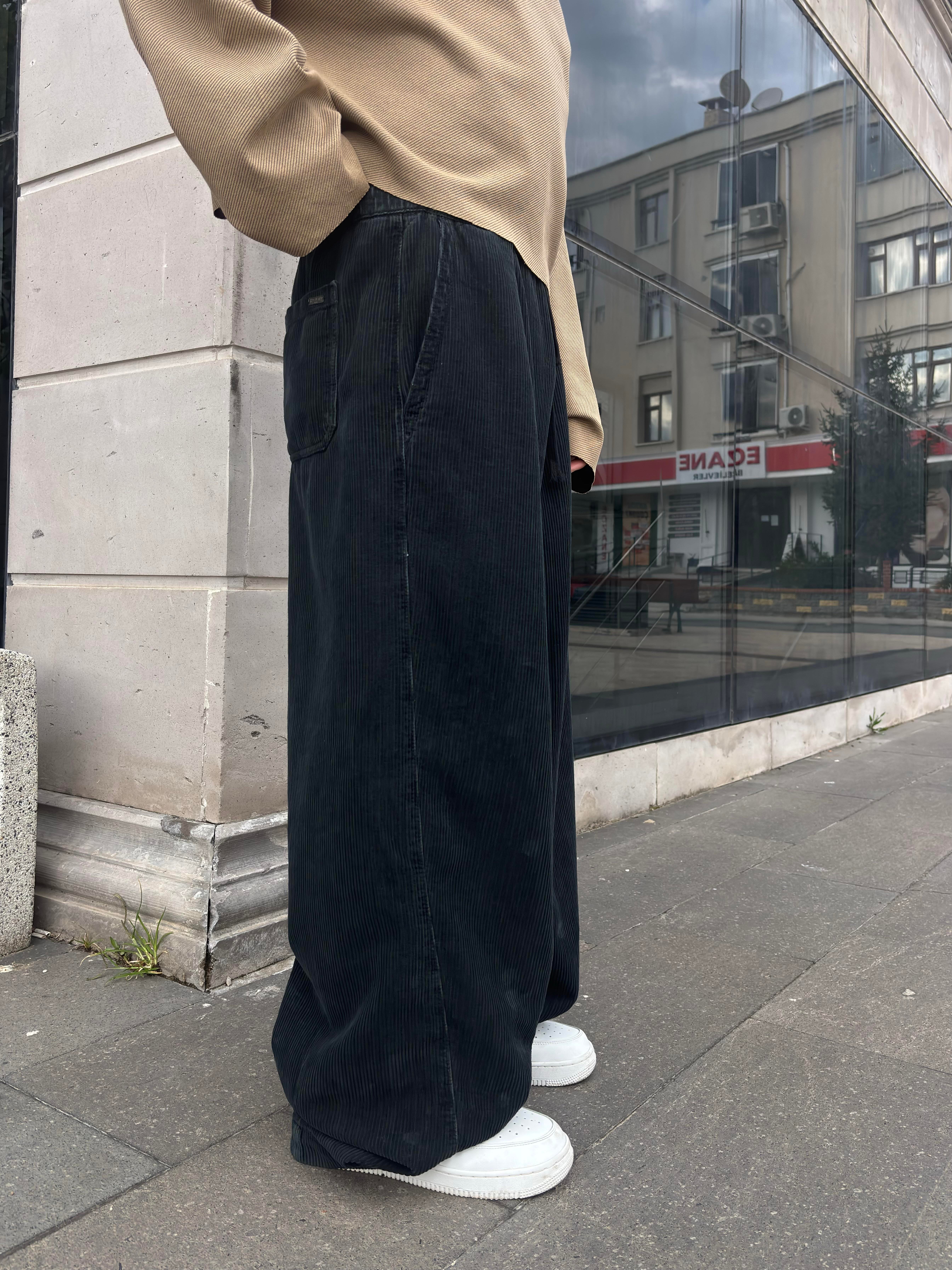Premium Antrasit Tone Conduroy Baggy Pants