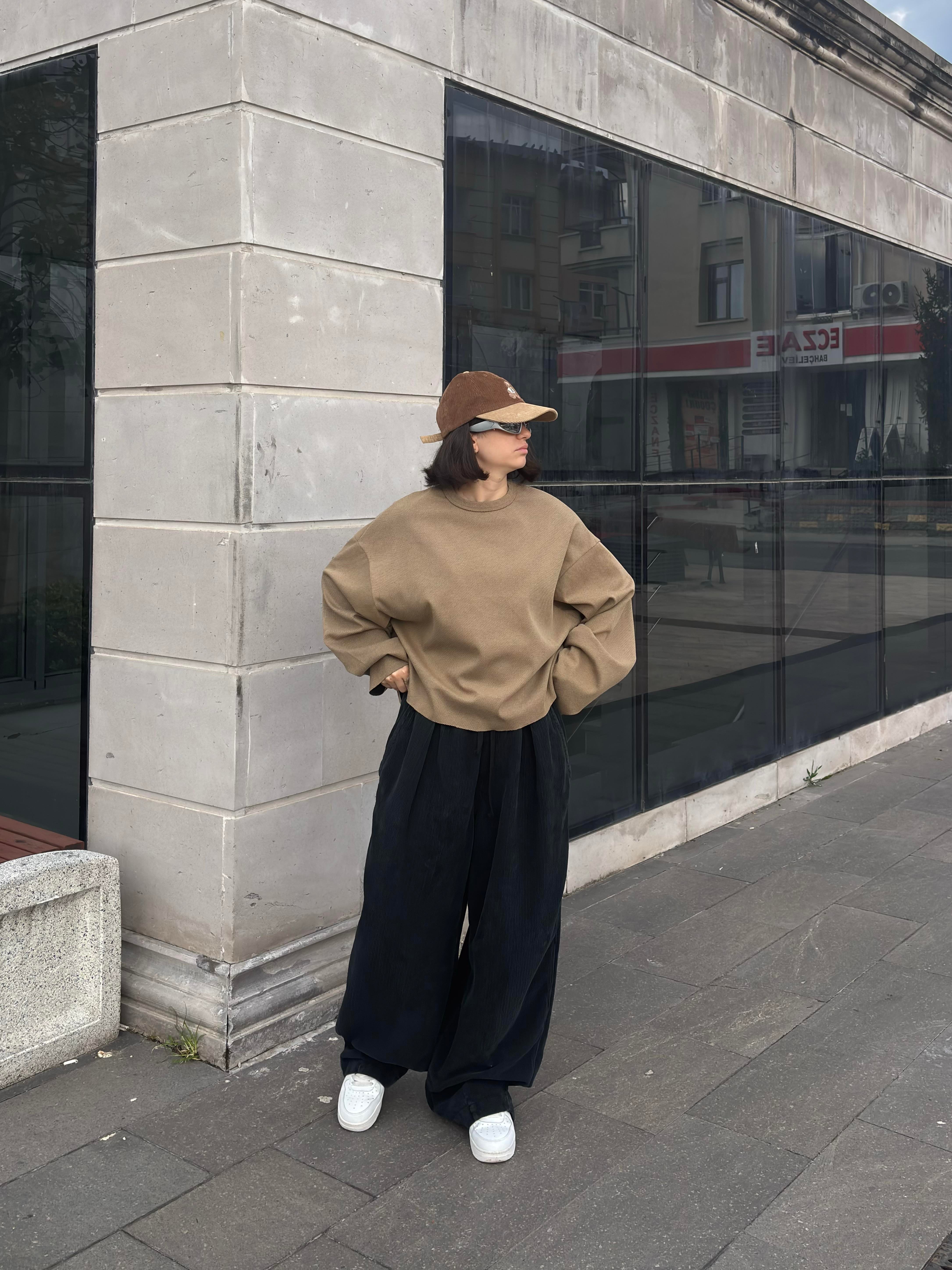 Premium Antrasit Tone Conduroy Baggy Pants