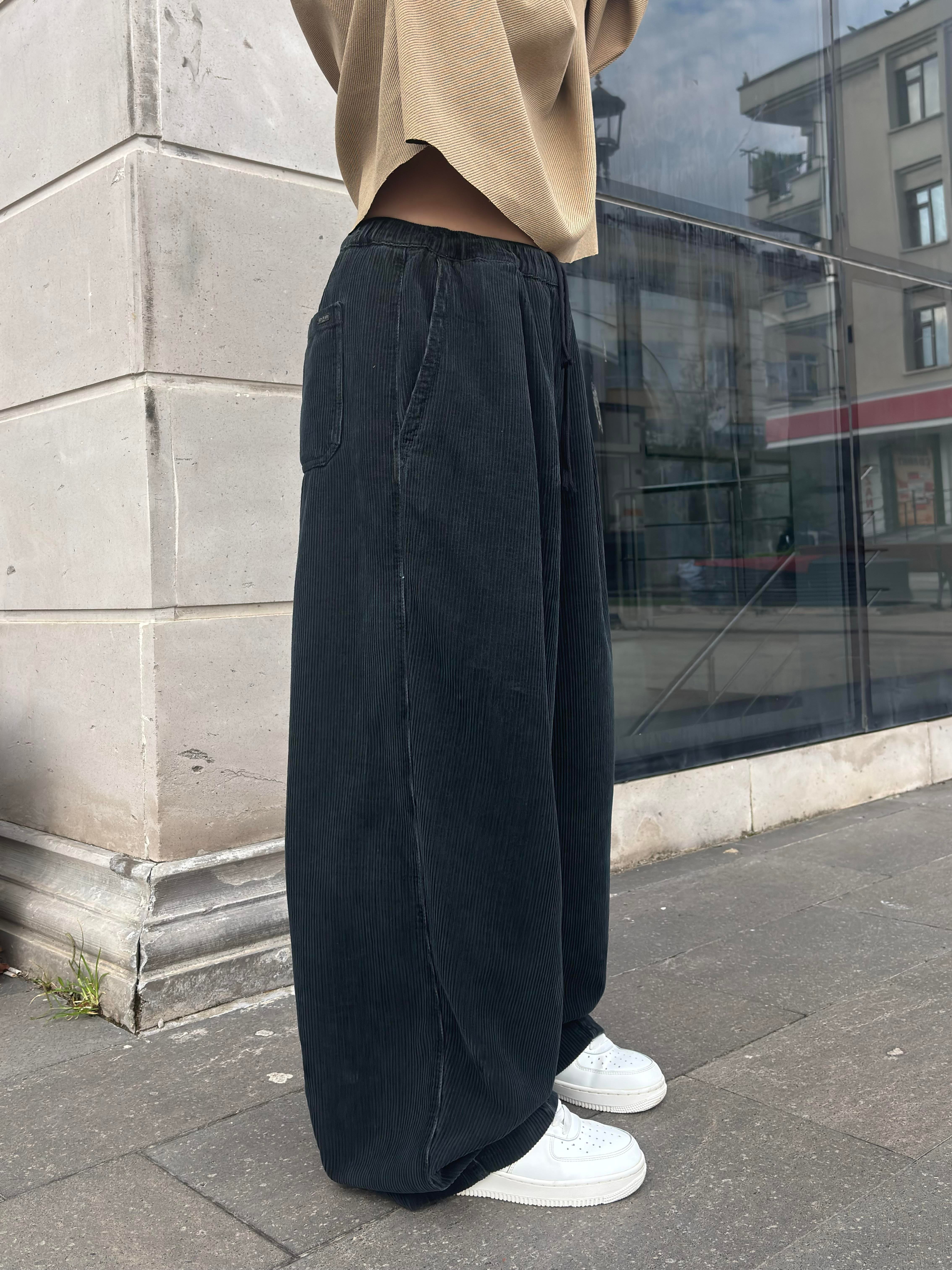 Premium Antrasit Tone Conduroy Baggy Pants