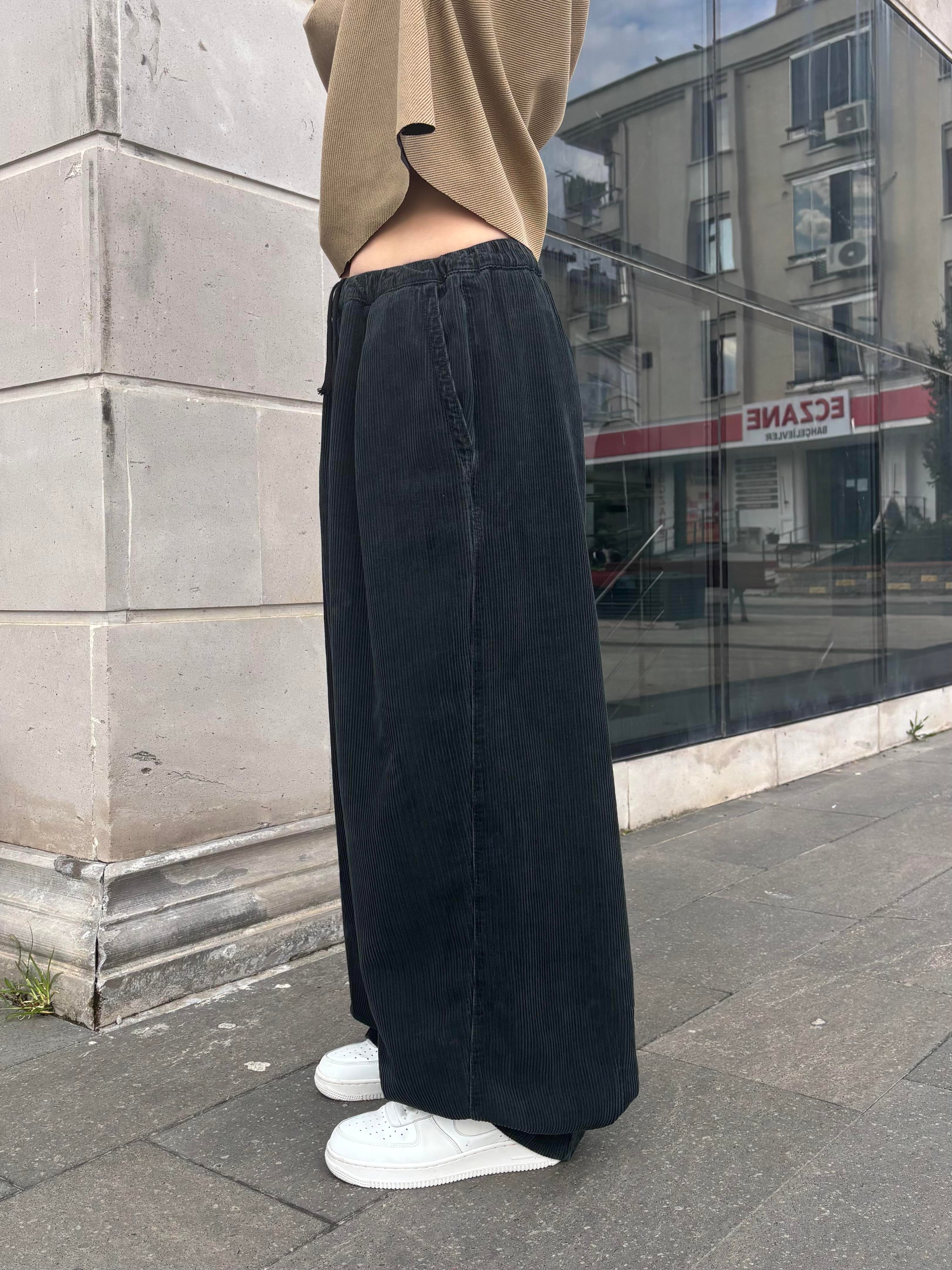 Premium Antrasit Tone Conduroy Baggy Pants