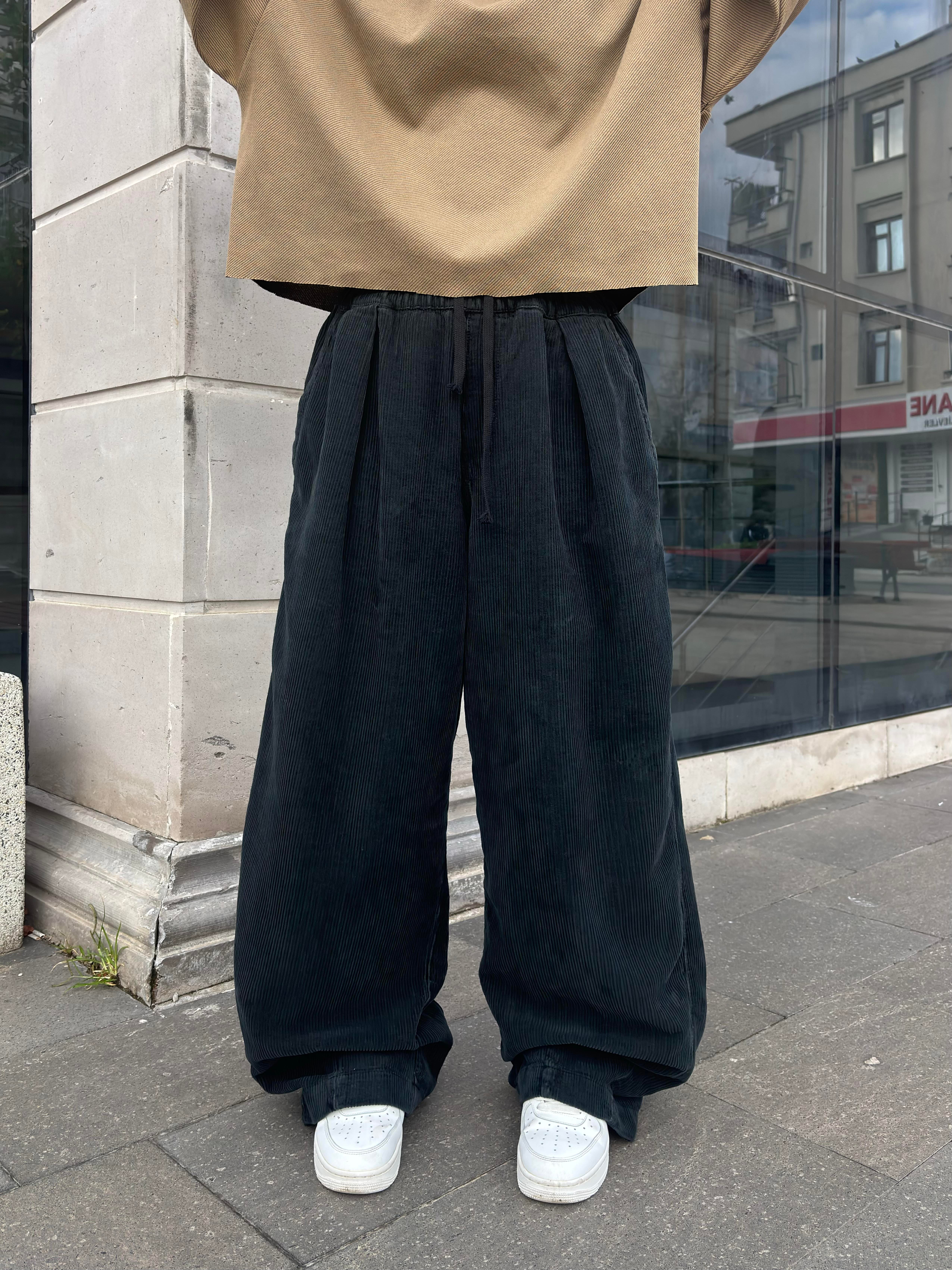 Premium Antrasit Tone Conduroy Baggy Pants