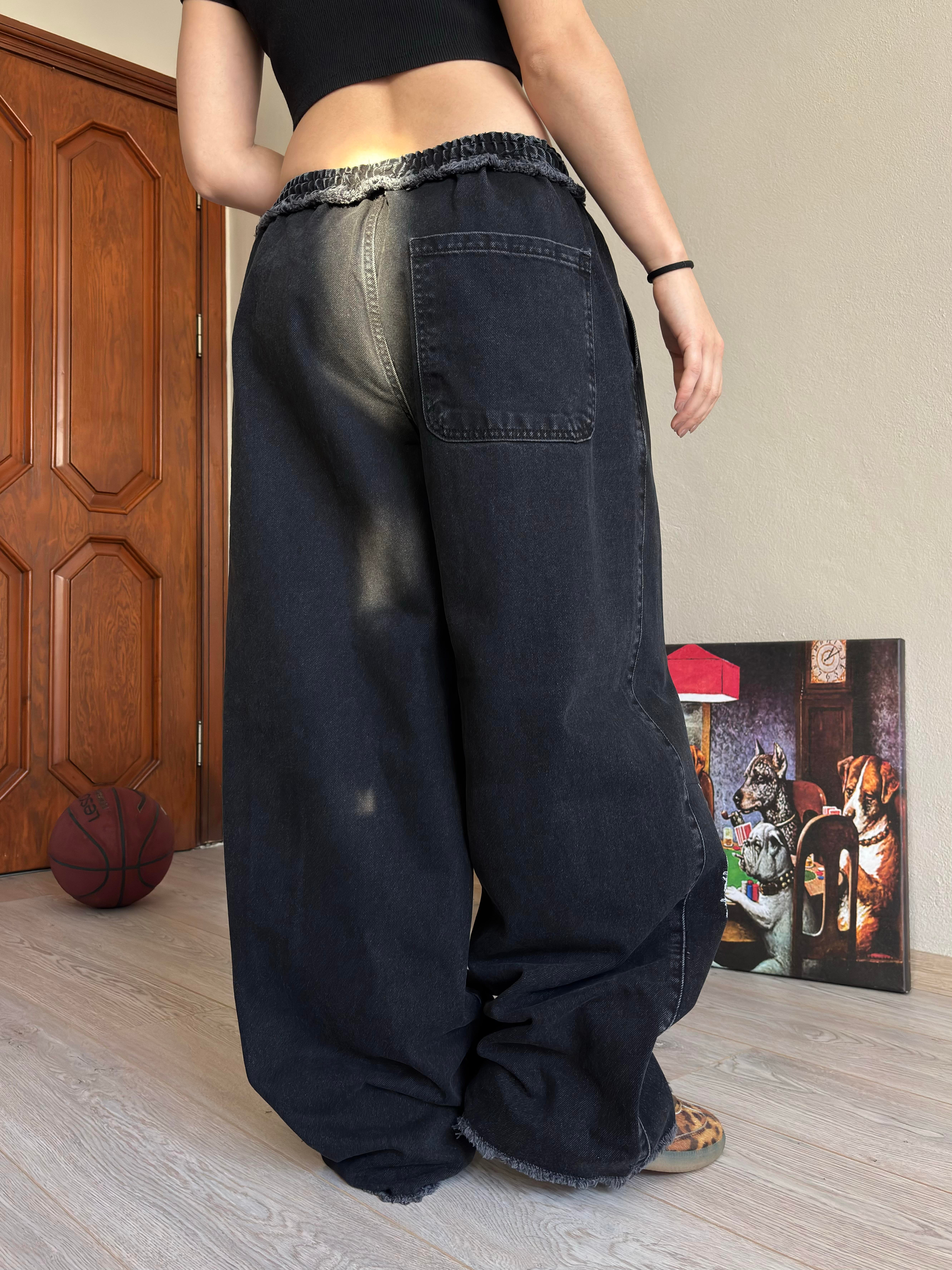 Premium Antrasit Tone Extreme Dragon Nakışlı Baggy Pants