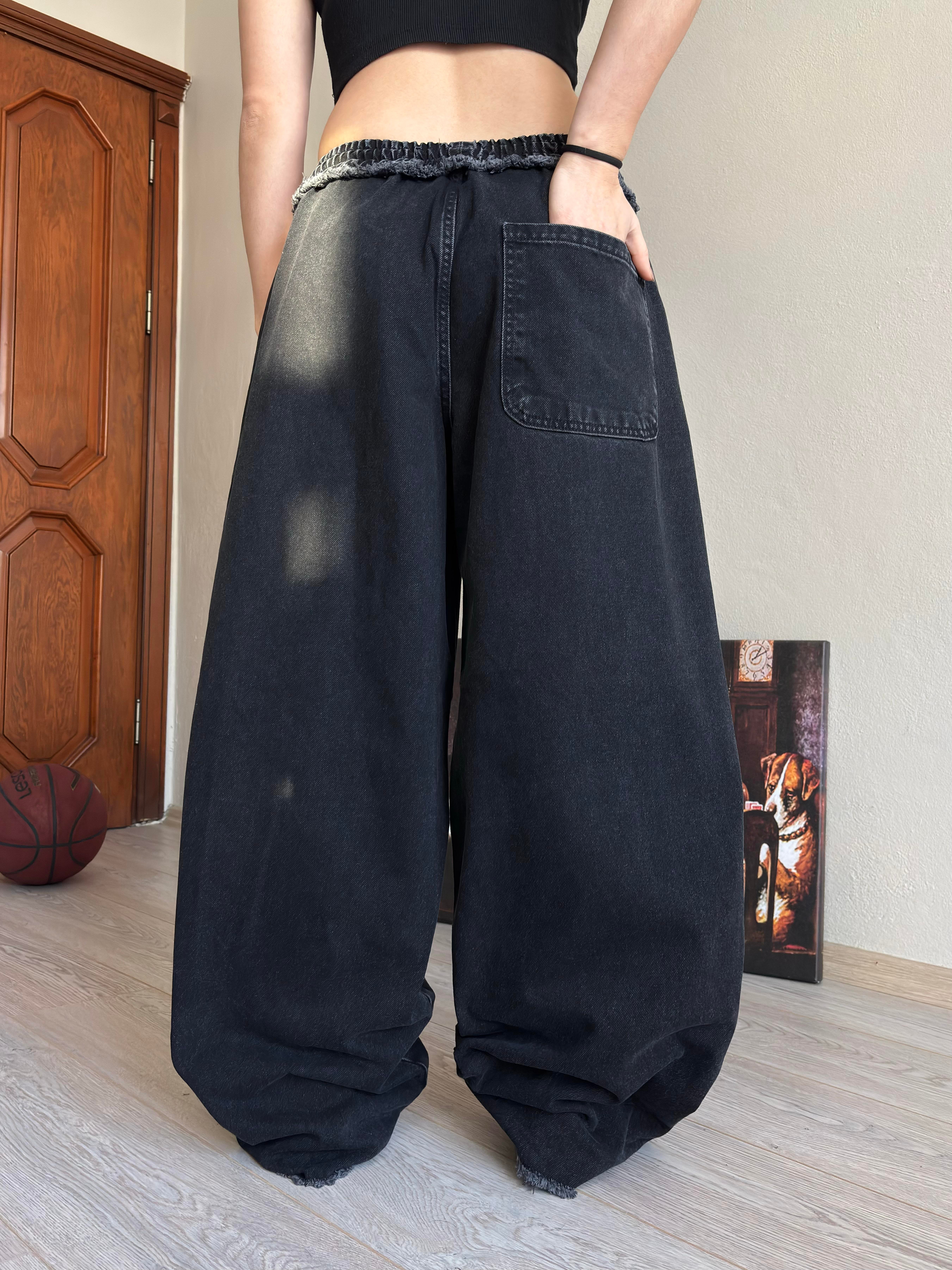 Premium Antrasit Tone Extreme Dragon Nakışlı Baggy Pants
