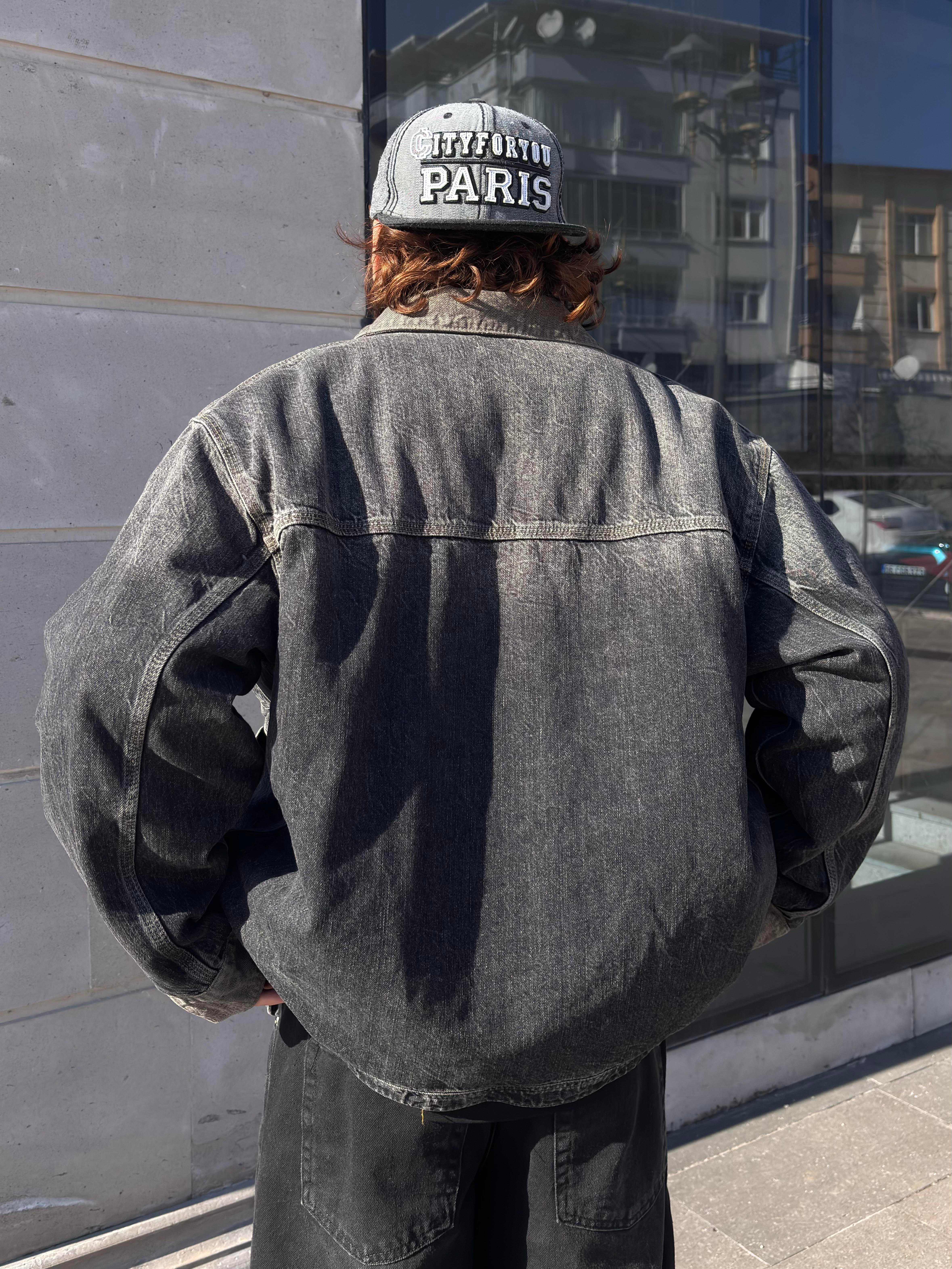 Premium Antrasit Tone Truck Denim Jacket