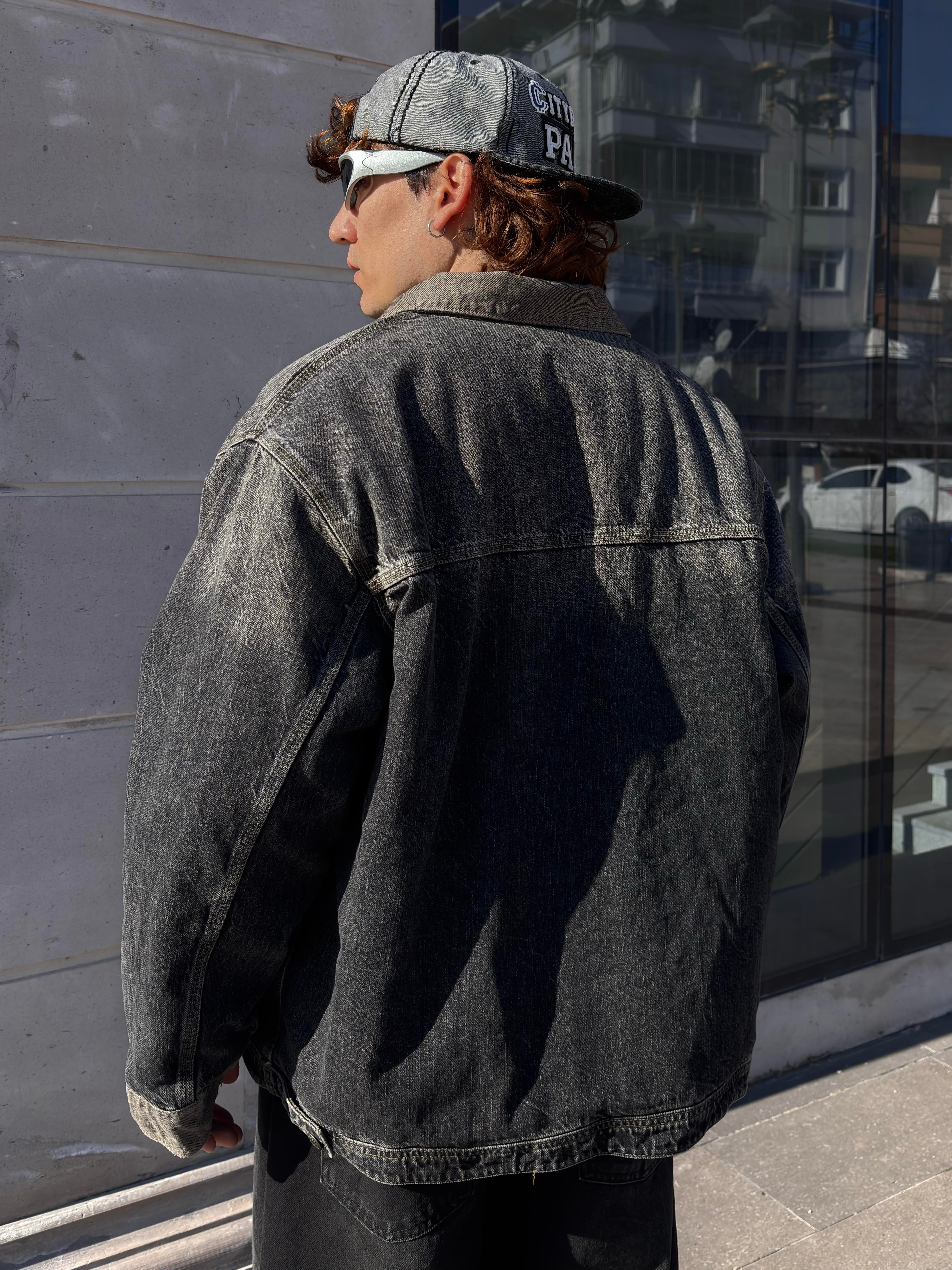 Premium Antrasit Tone Truck Denim Jacket