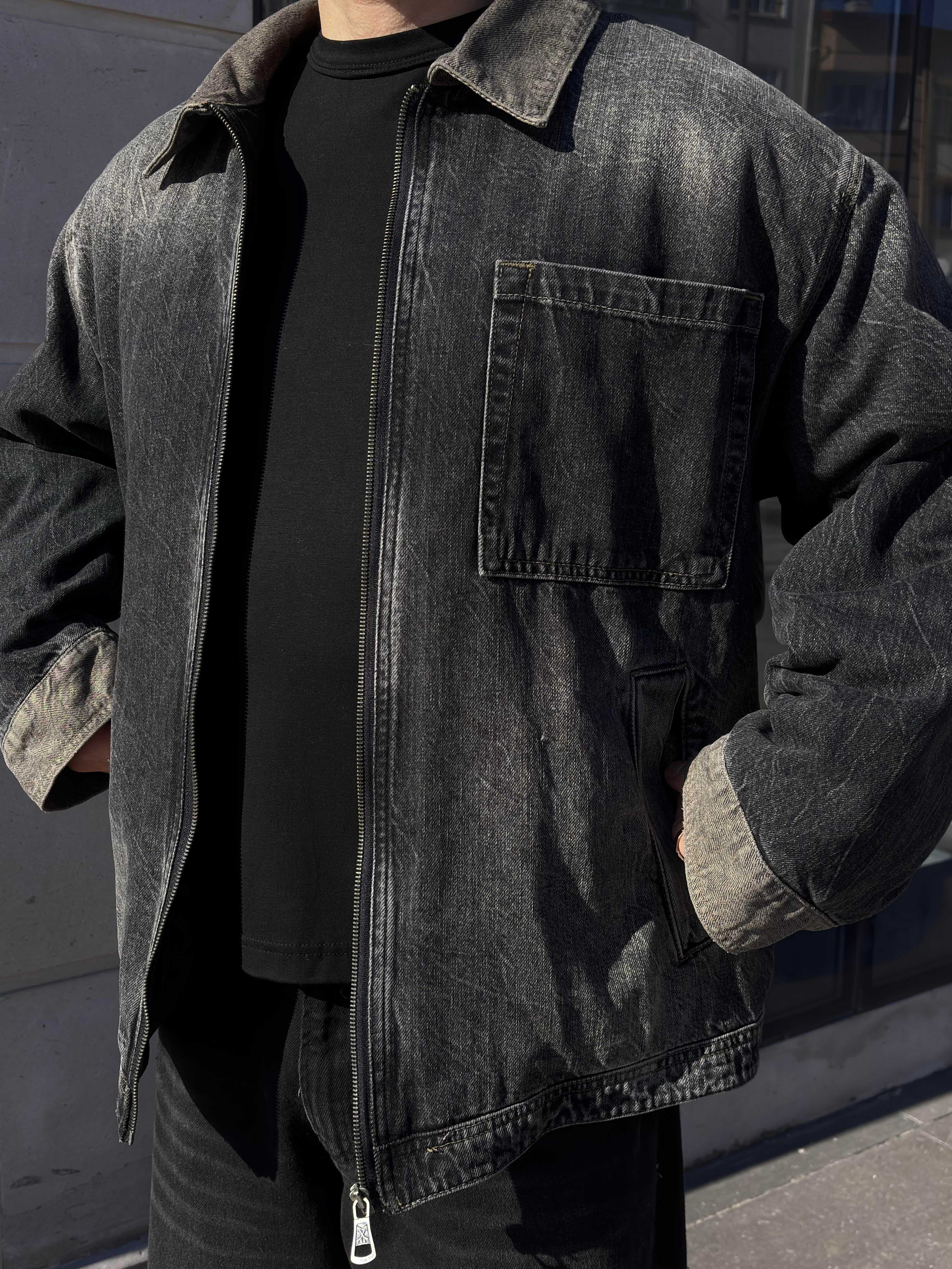 Premium Antrasit Tone Truck Denim Jacket