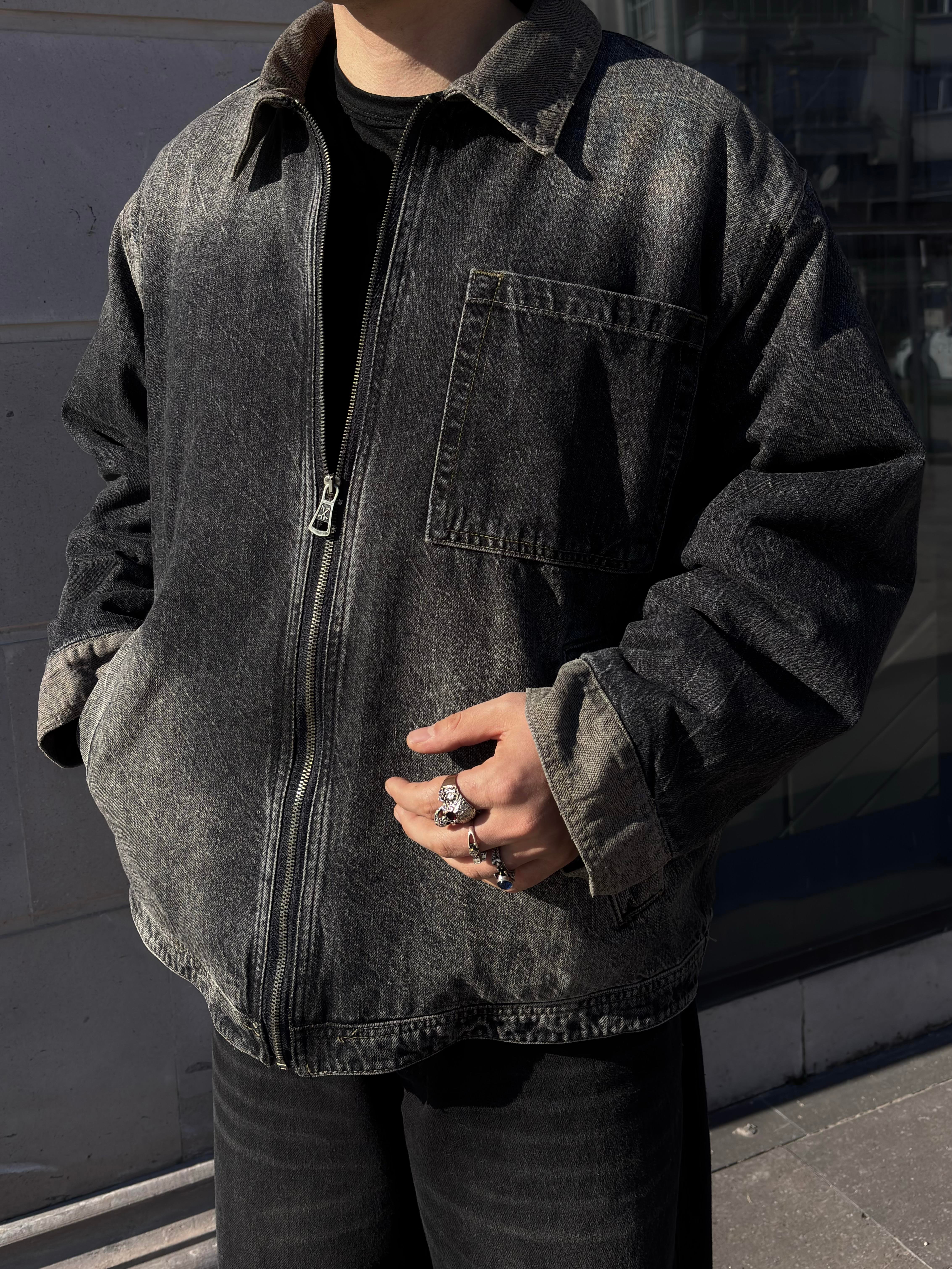 Premium Antrasit Tone Truck Denim Jacket
