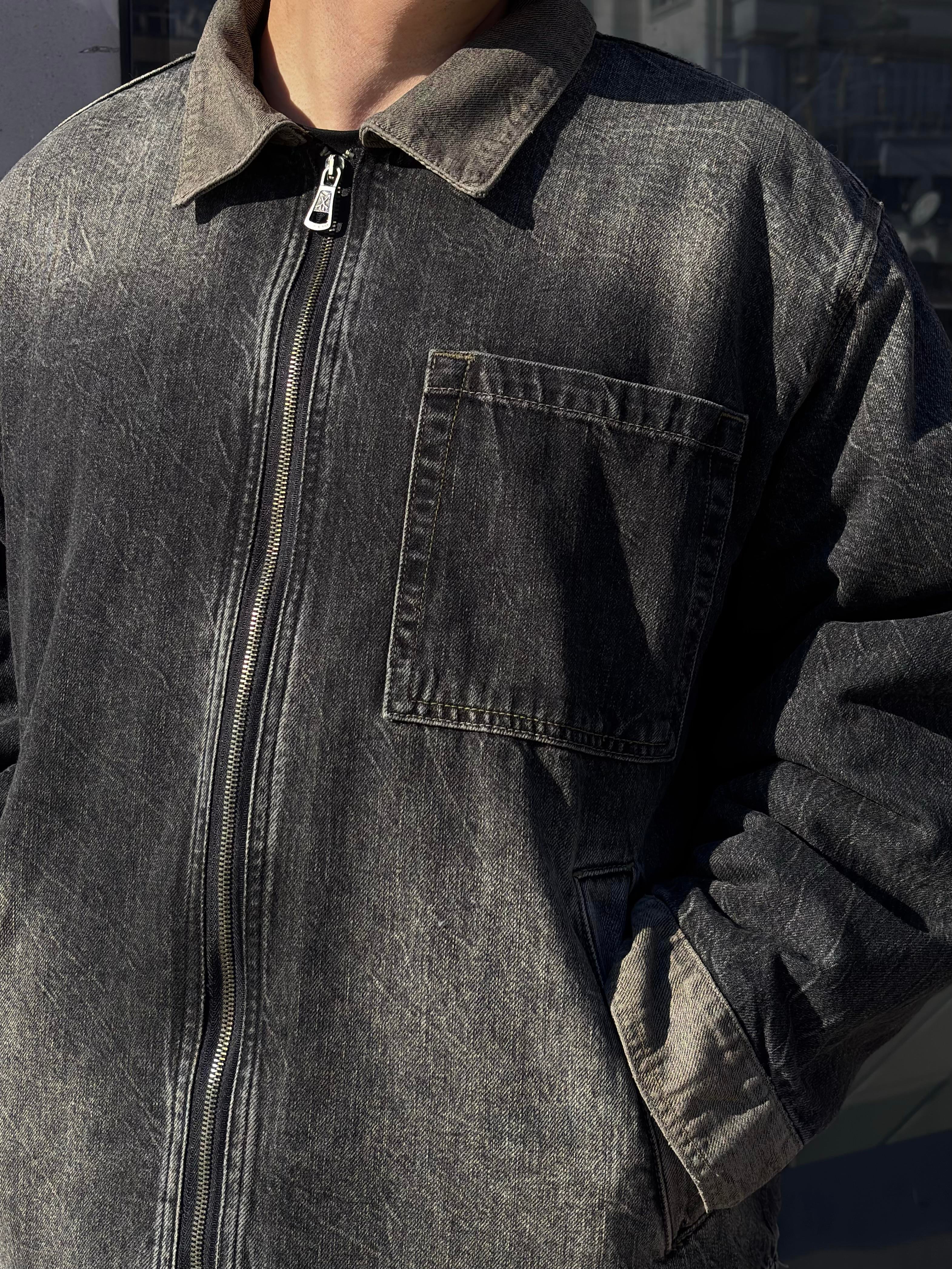 Premium Antrasit Tone Truck Denim Jacket